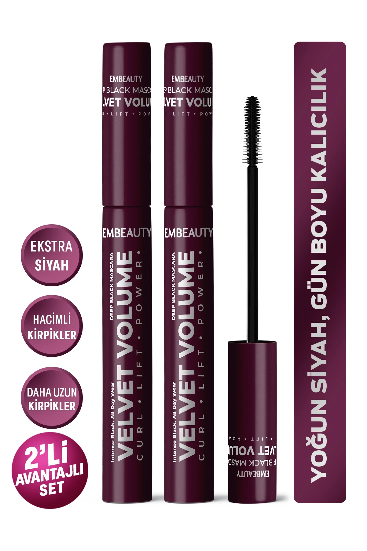Ultra Siyah Dolgunlaştırıcı Maskara – Hacim ve Uzunluk Etkili 2 Adet