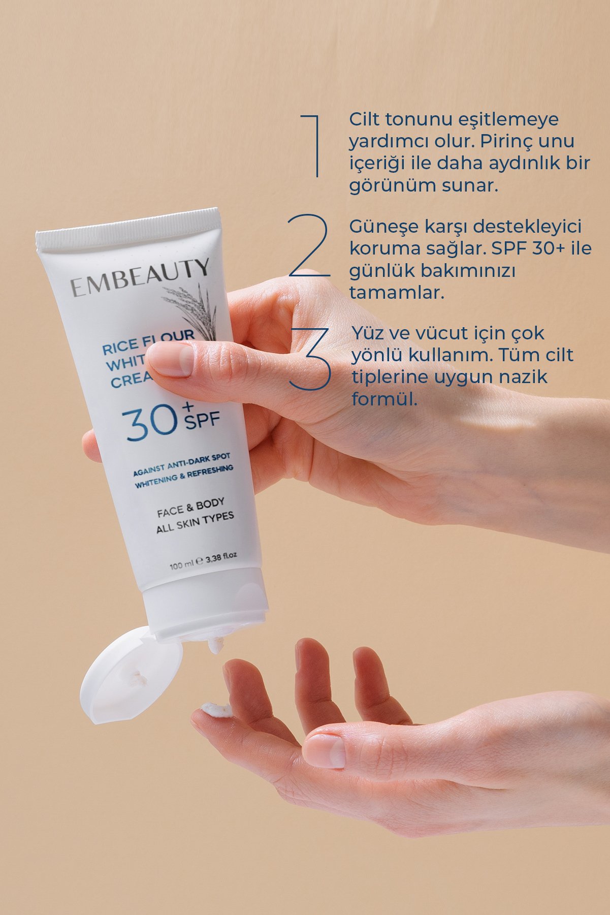 Cilt Beyazlatıcı Aydınlatıcı Leke Karşıtı Bakım Kremi 30 Spf 100 ml