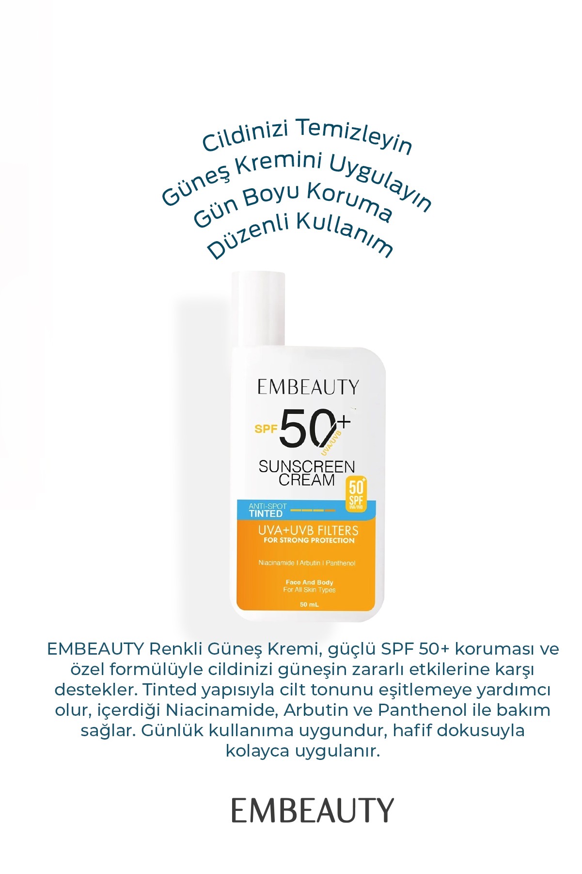 Ton Eşitleyici Yüksek Koruma Etkili Spf50 Aydınlatıcı Pembe Yüz Güneş Kremi 50 ml