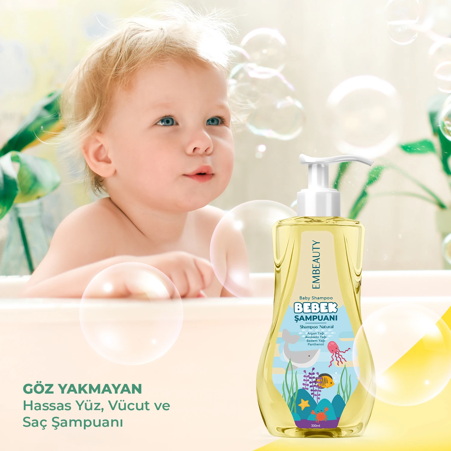 Doğal Avokado Yağlı Bebek Ve Çocuk Şampuanı Göz Yakmayan Özel Formül 300 ml