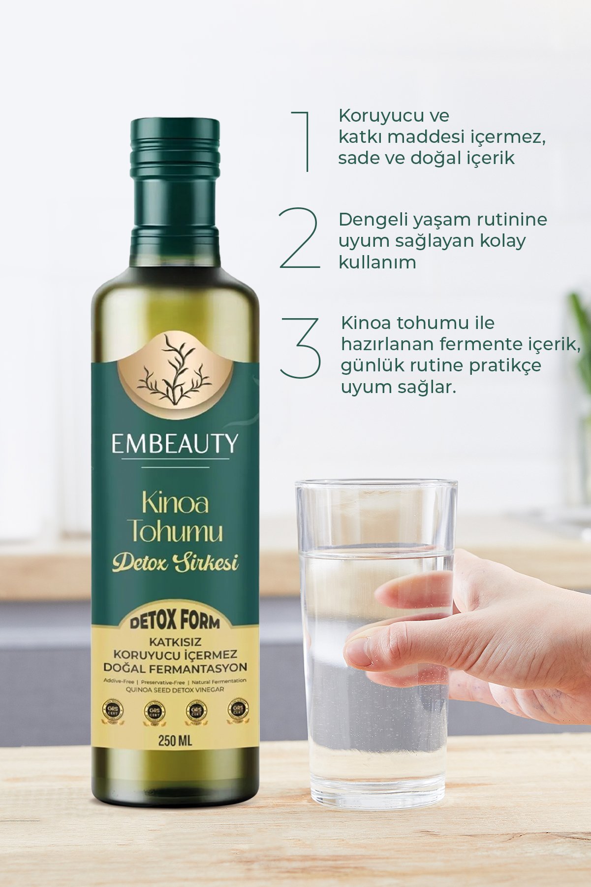 Kinoa Tohumu Detox Sirkesi 250ml