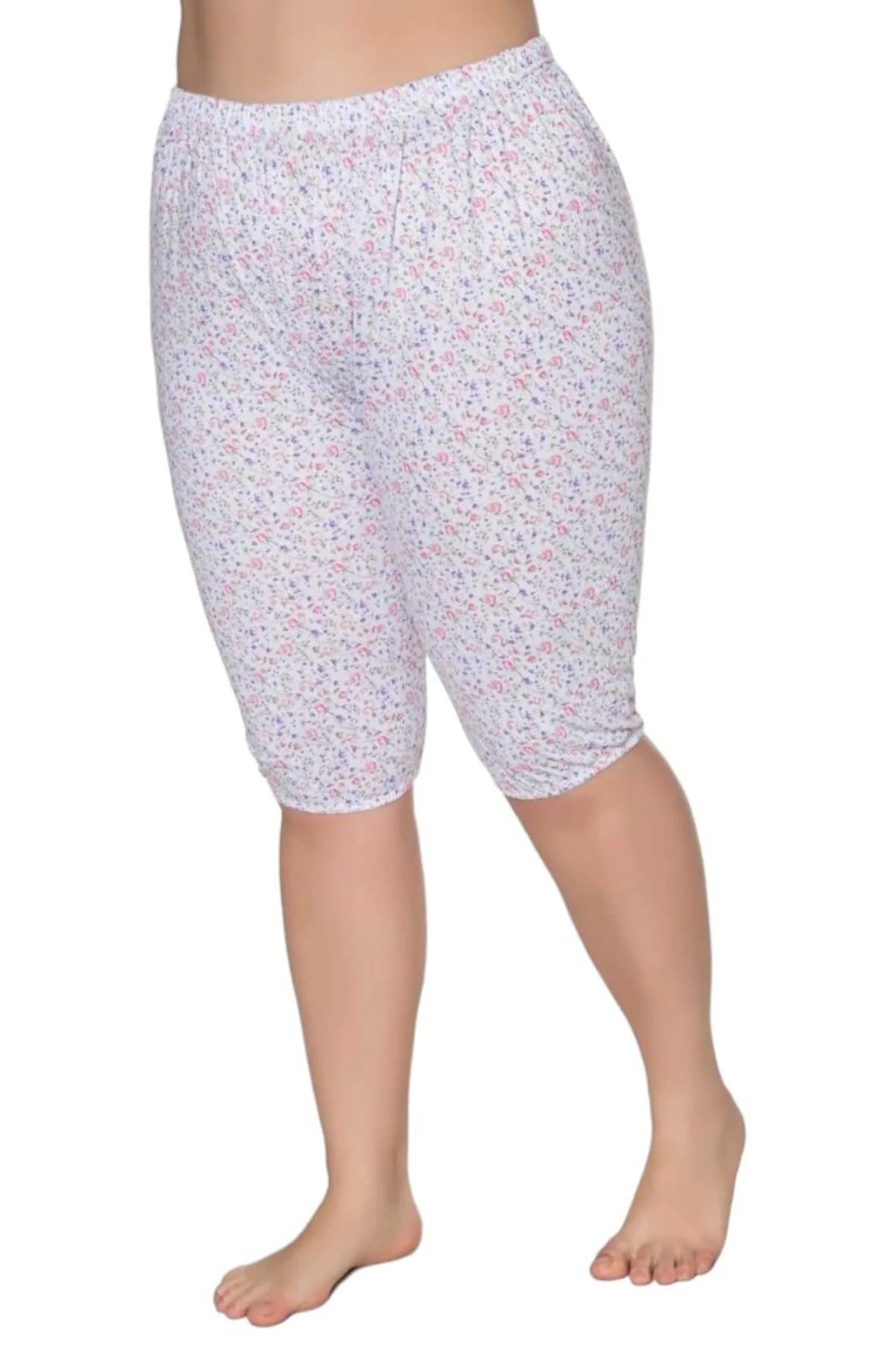  Kadın %100 Pamuklu Desenli Emprime Kısa Lastikli Pijama 6'lı Paçalı Don 