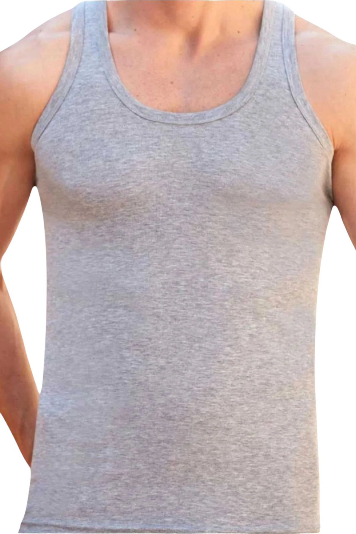 Erkek Pamuklu Dört Mevsim Gri 3 lü Atlet