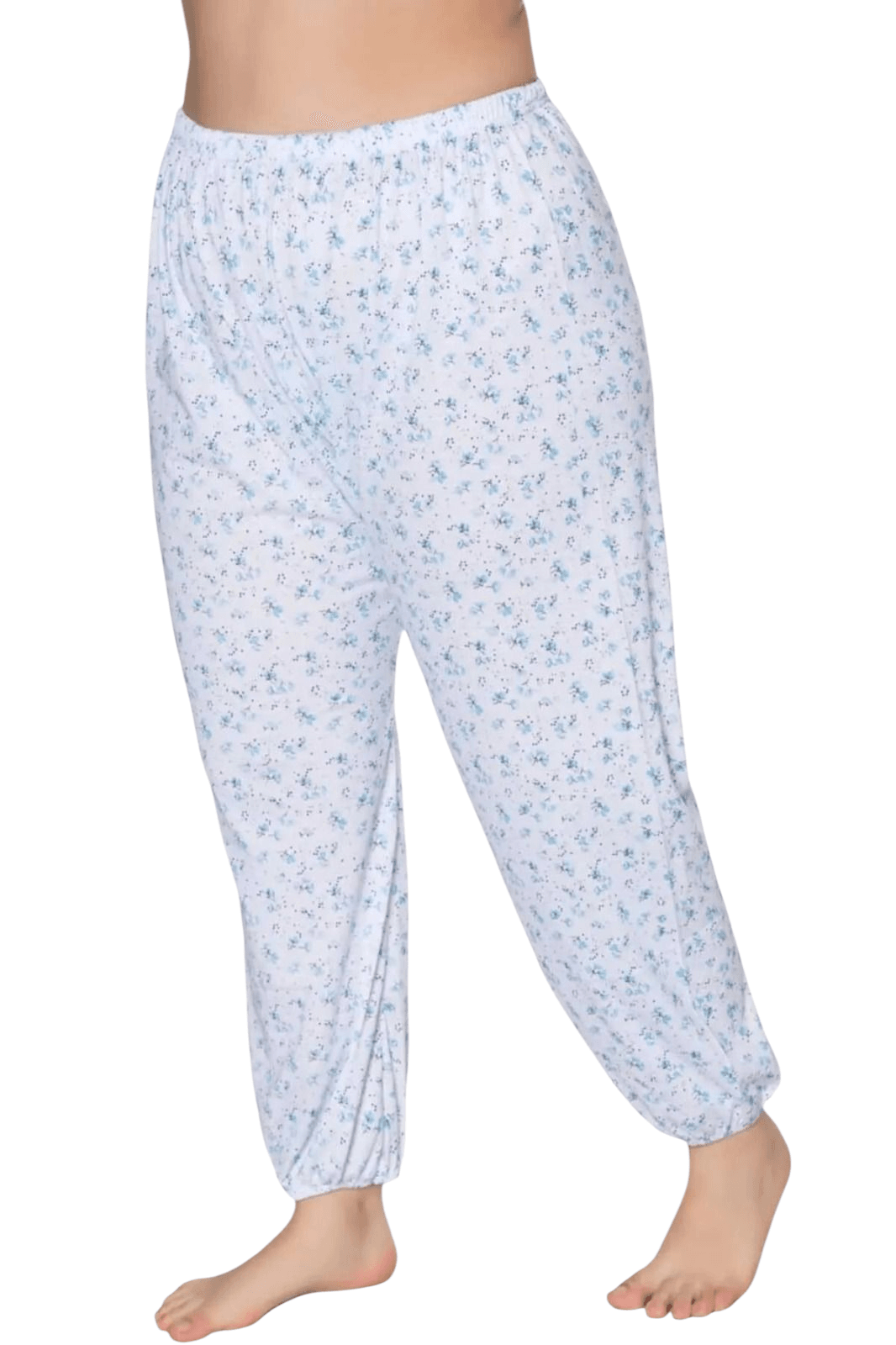 Kadın %100 Pamuklu Desenli Emprime Lastikli Uzun Pijama 6'lı Lastik Paçalı Don 