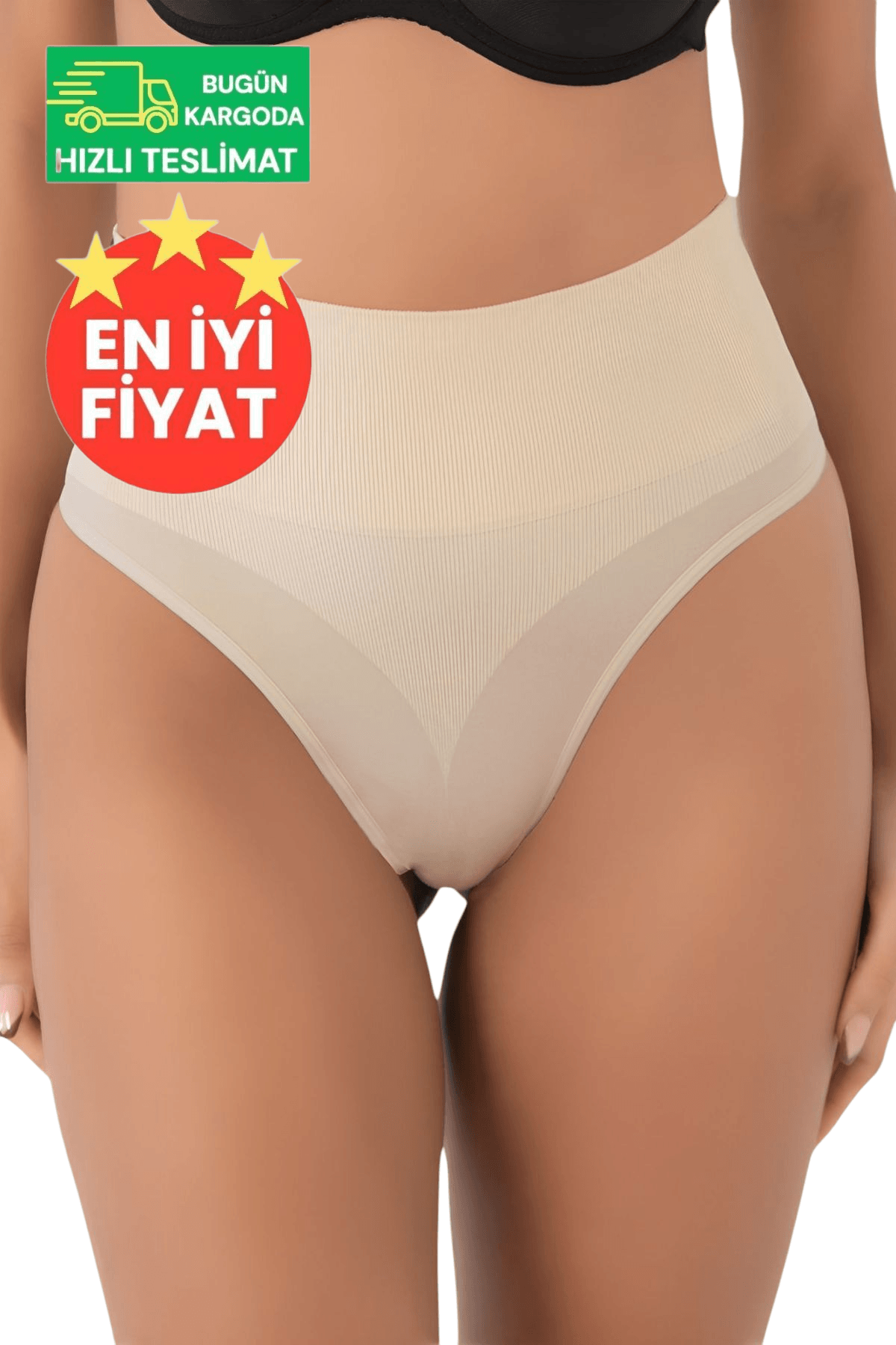 Kadın Dikişsiz Alt Karın Toparlayıcı Ten Rengi String Külot Korse