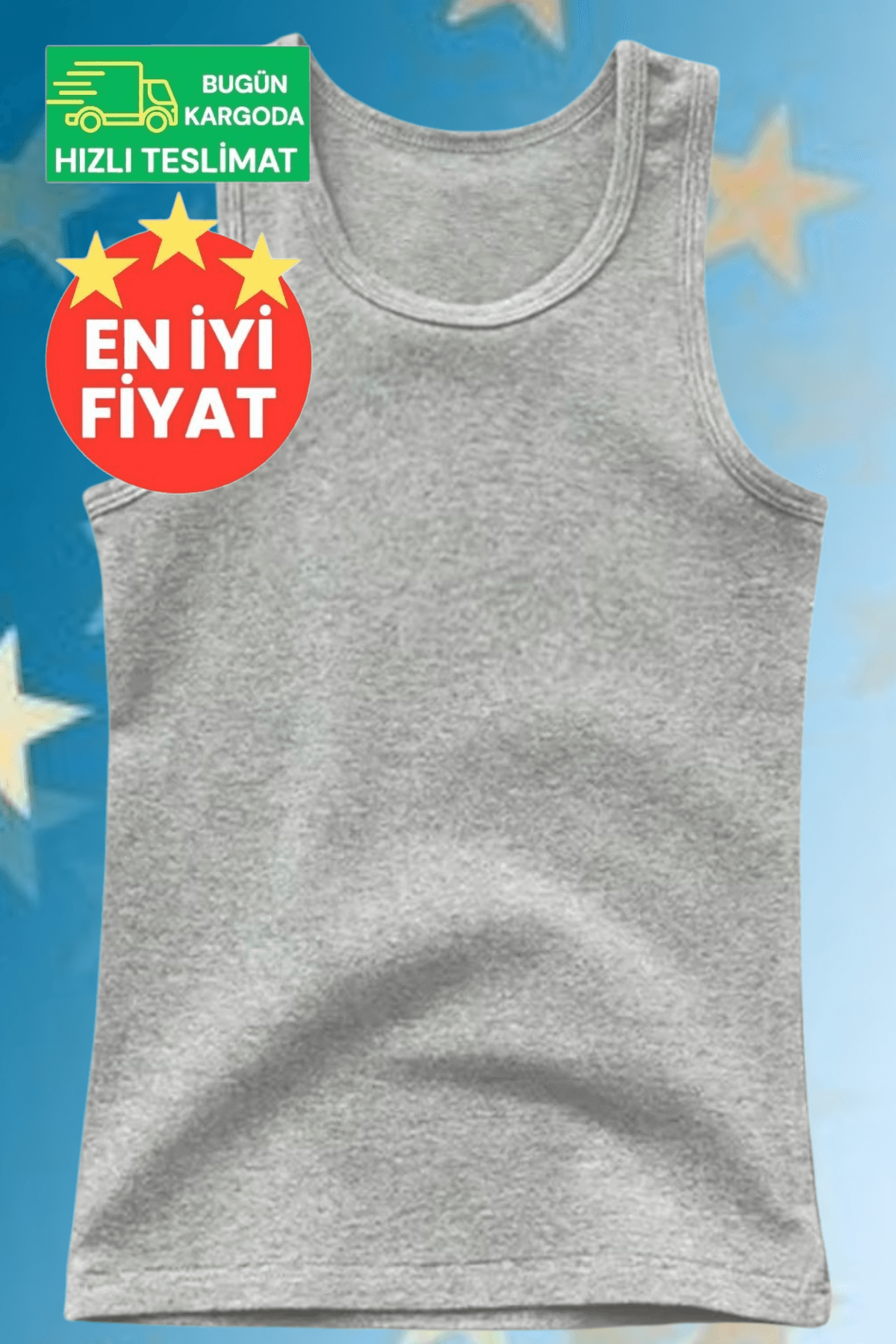 Erkek Çocuk Pamuklu Dört Mevsim Gri 12'li Atlet