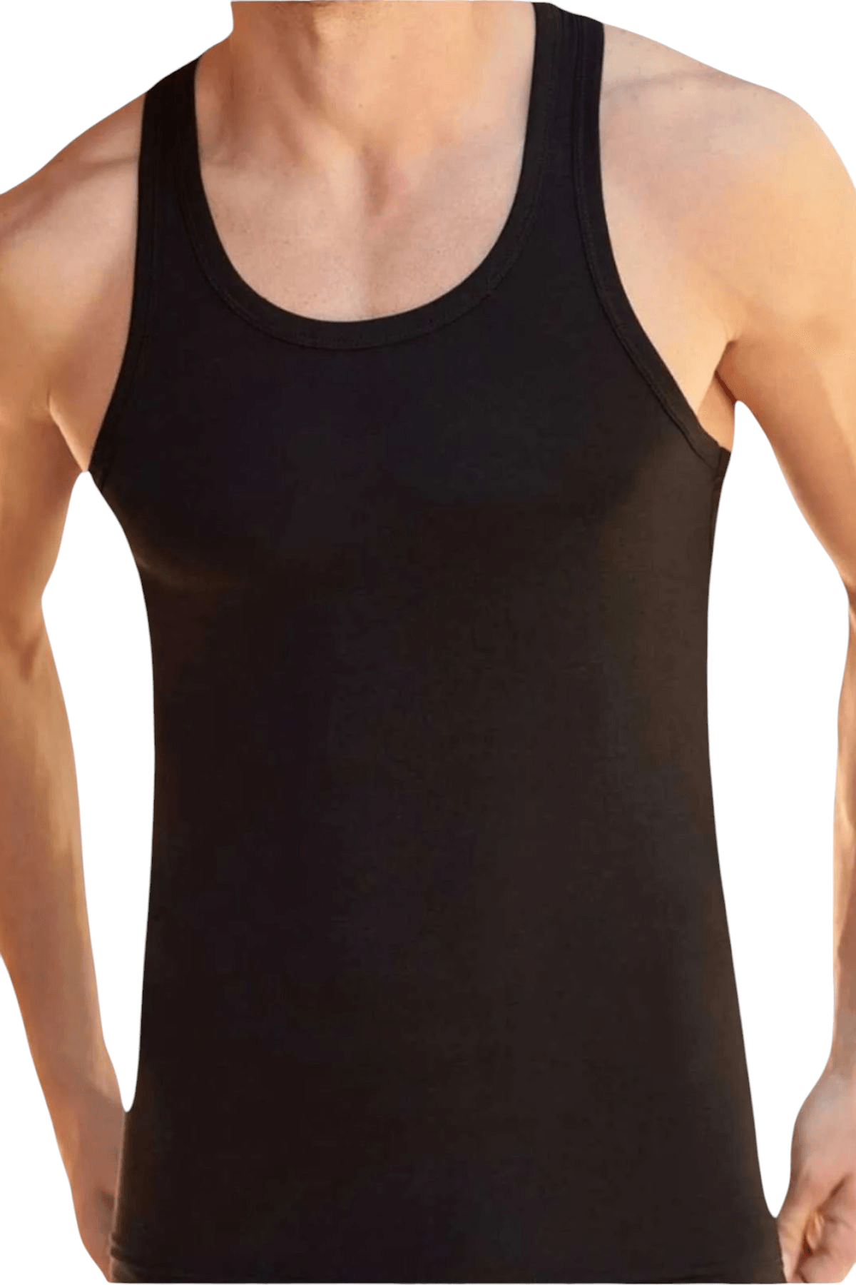 Erkek Pamuklu Dört Mevsim 5 Siyah Atlet 5 Siyah Boxer Set