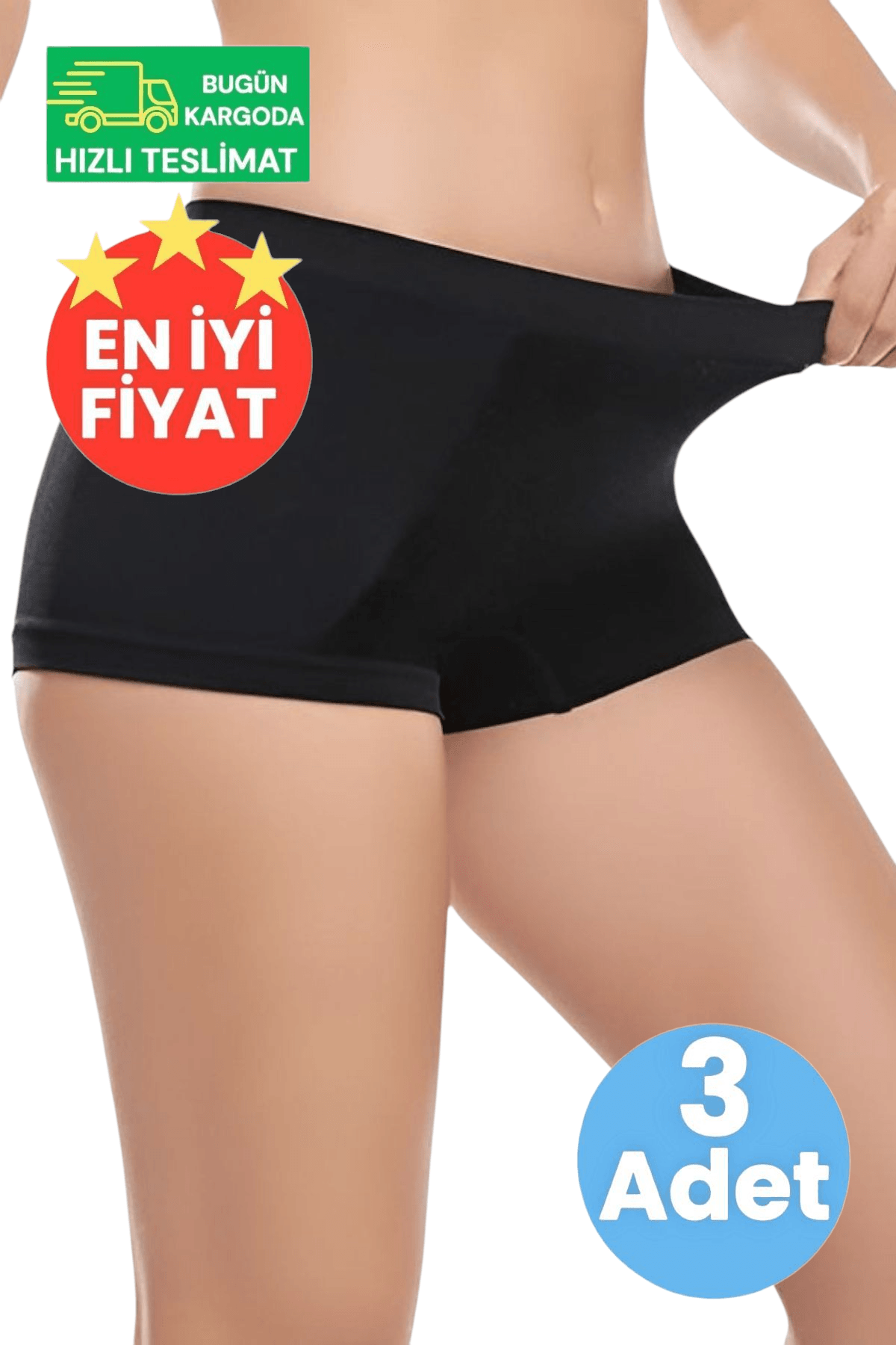 Kadın Dikişsiz 3 Ten Rengi ve 3 Siyah 6'lı Boxer 