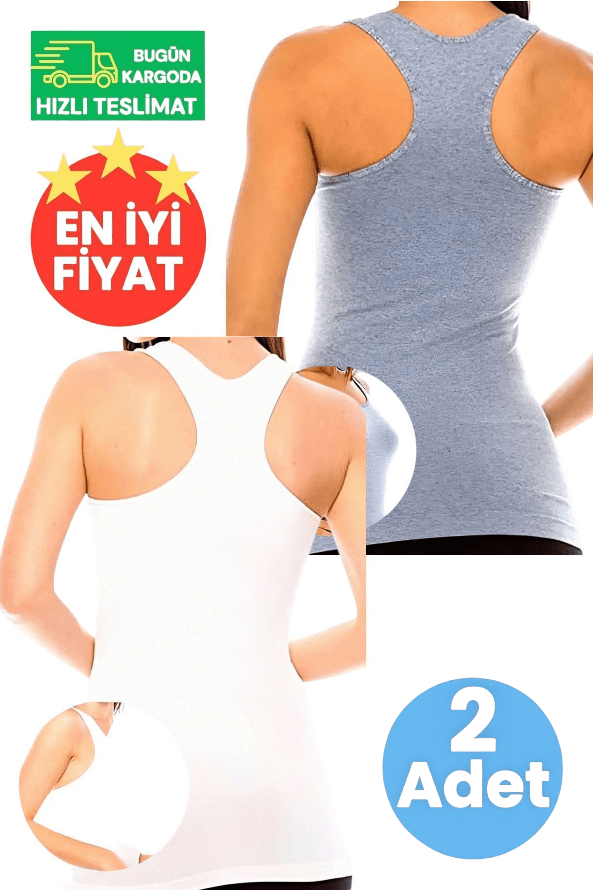 Kadın Gri ve Beyaz 2'li Sporcu Atlet Fitness, Pilates , Yoga Atlet 