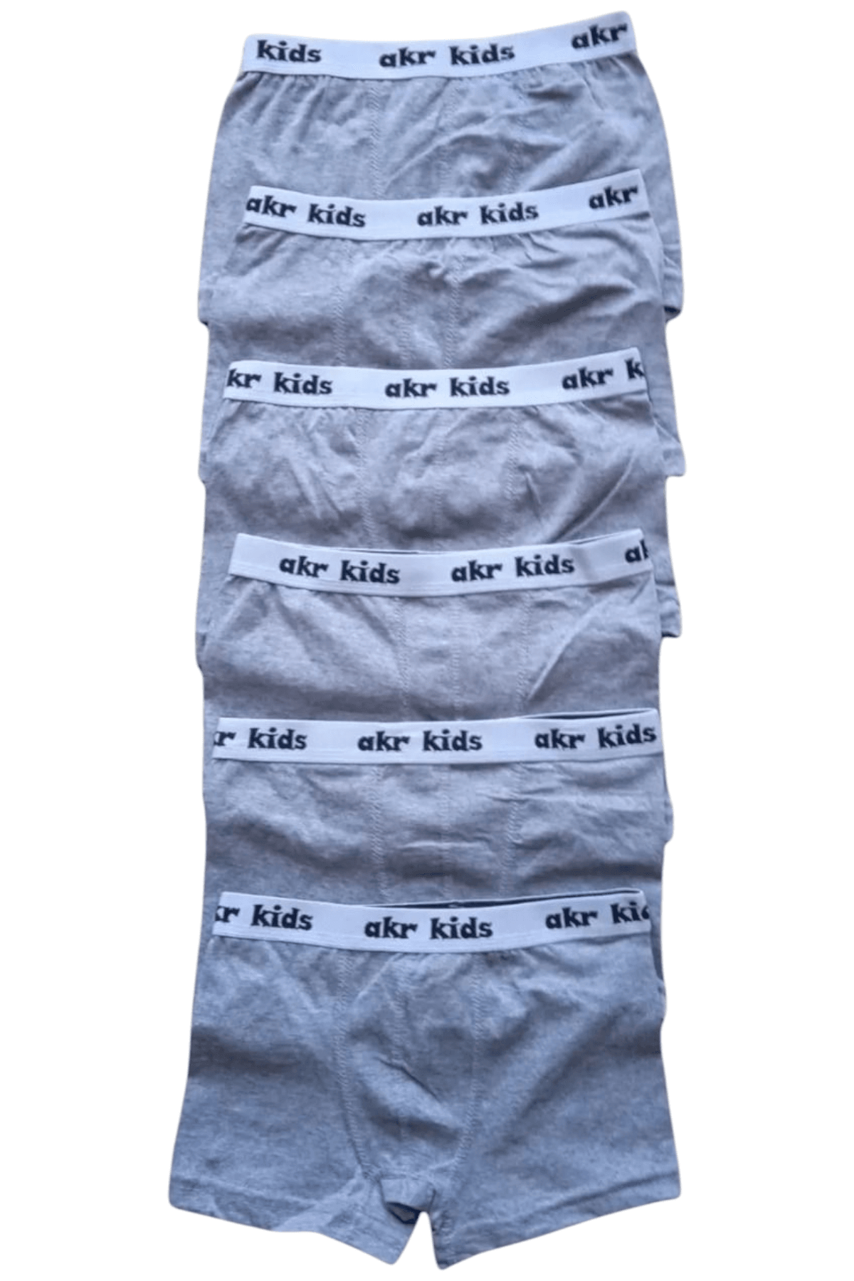Erkek Çocuk Pamuklu Dört Mevsim 6 Beyaz Atlet 6 Gri Boxer Set