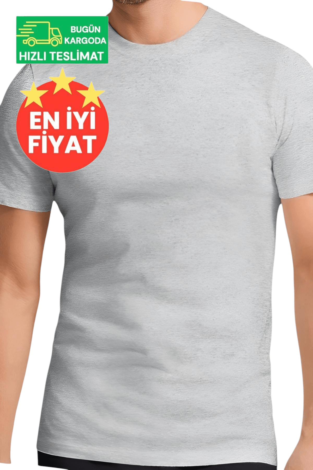 Erkek Pamuklu Dört Mevsim Sıfır Yaka Gri Fanila