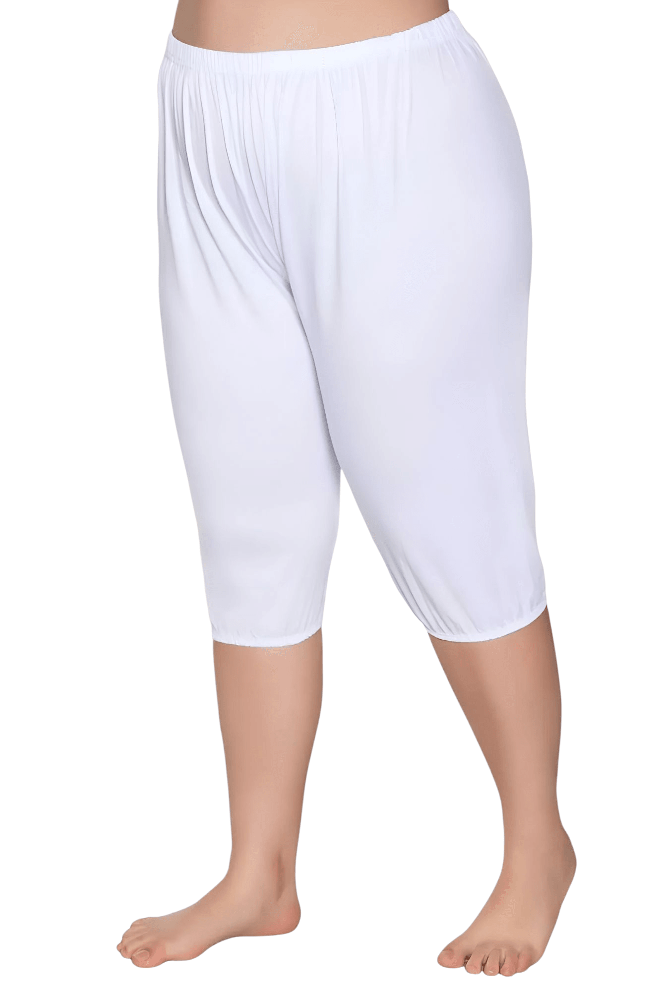 Kadın %100 Pamuklu Lastikli Kısa Pijama Beyaz 3'lü Paçalı Don