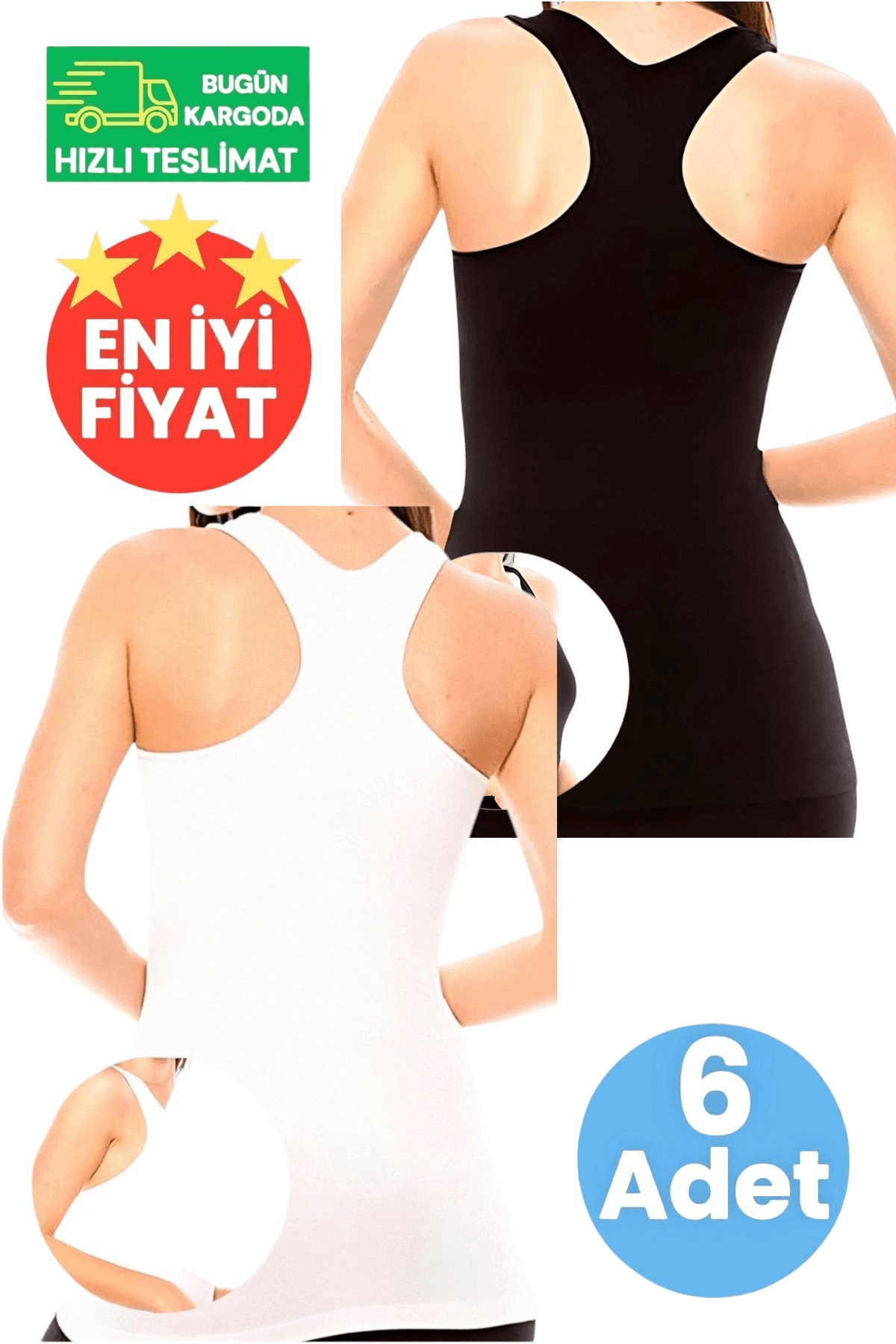 Kadın 3 Siyah ve 3 Beyaz 6'lı Sporcu Atlet Fitness, Pilates , Yoga Atlet 