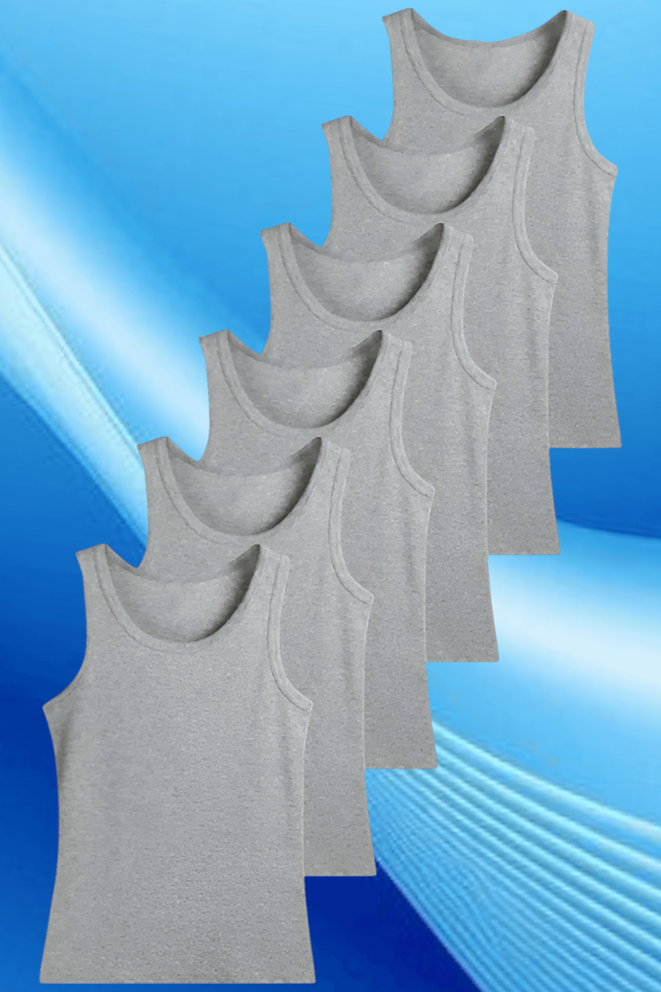 Erkek Çocuk Pamuklu Dört Mevsim 6 Gri Atlet 6 Gri Boxer Set