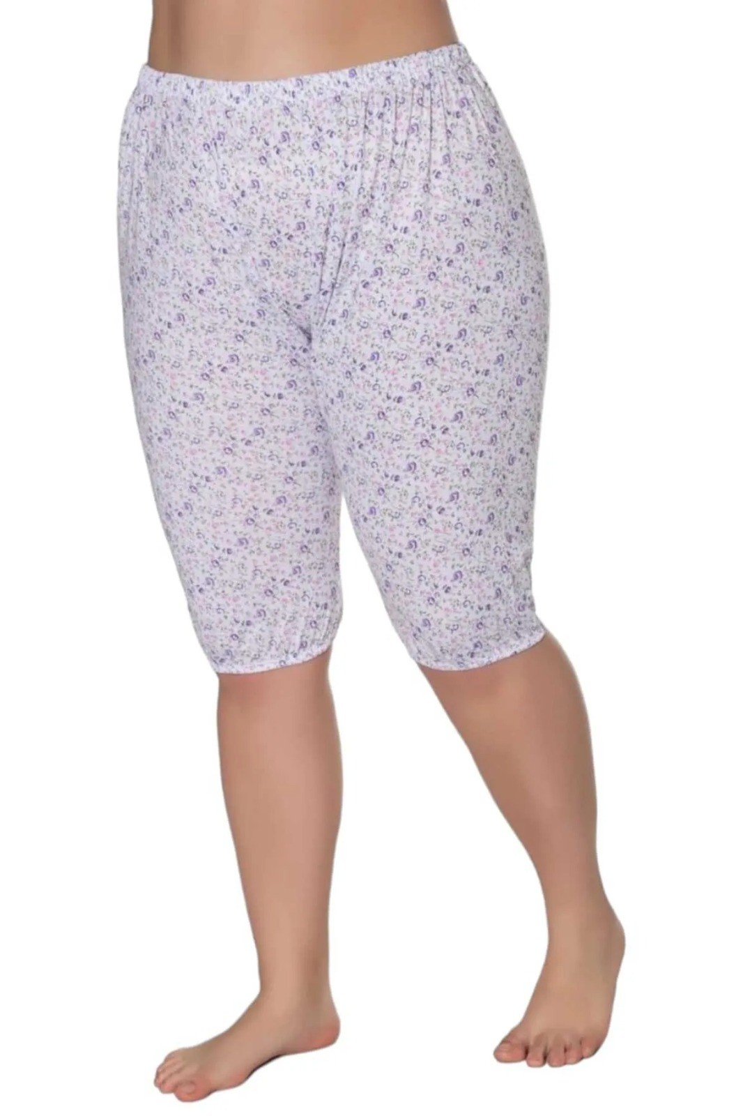 Kadın %100 Pamuklu Desenli Emprime Kısa Lastikli Pijama 6'lı Paçalı Don 