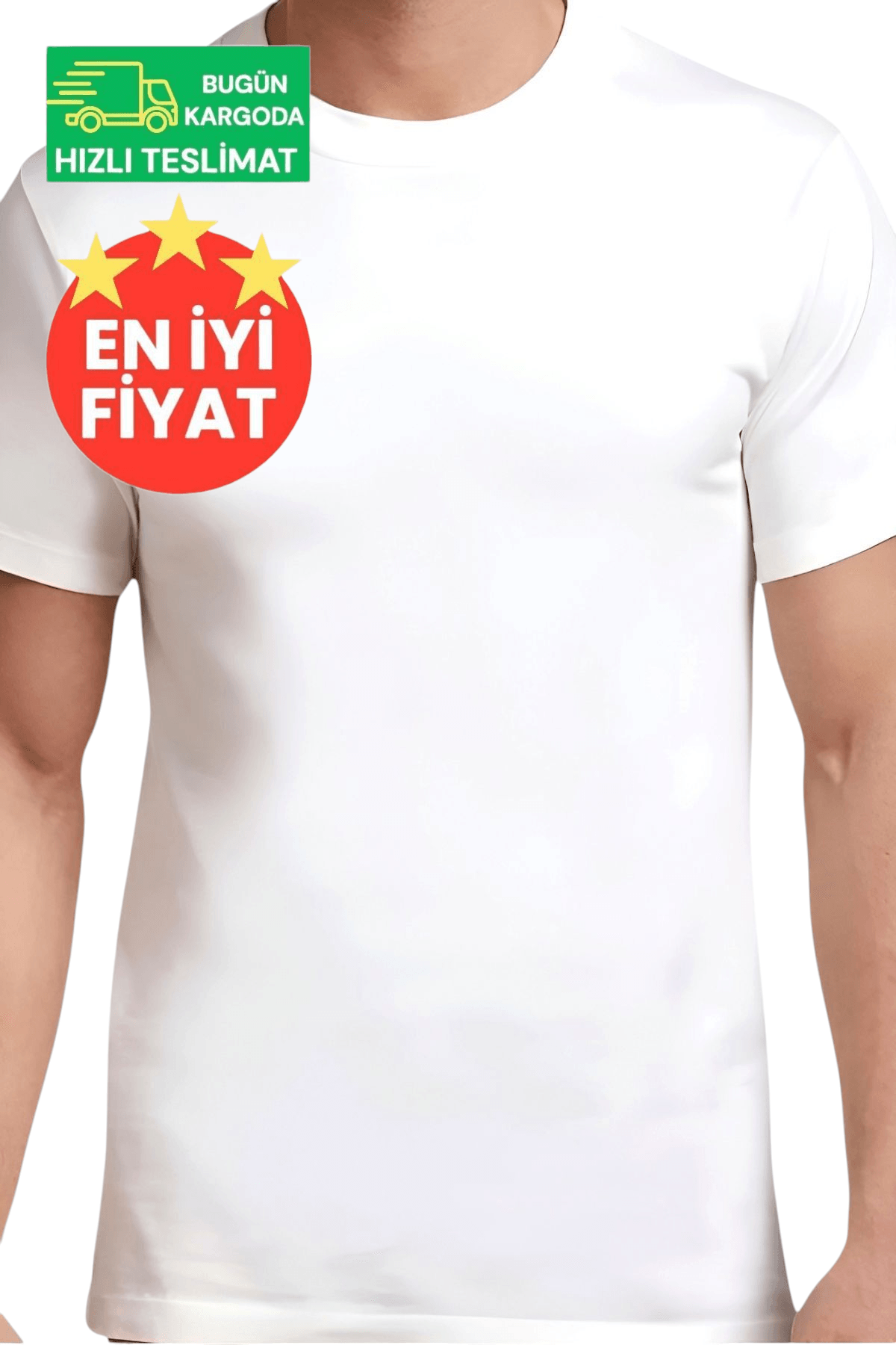 Erkek Pamuklu Dört Mevsim Sıfır Yaka Beyaz Fanila