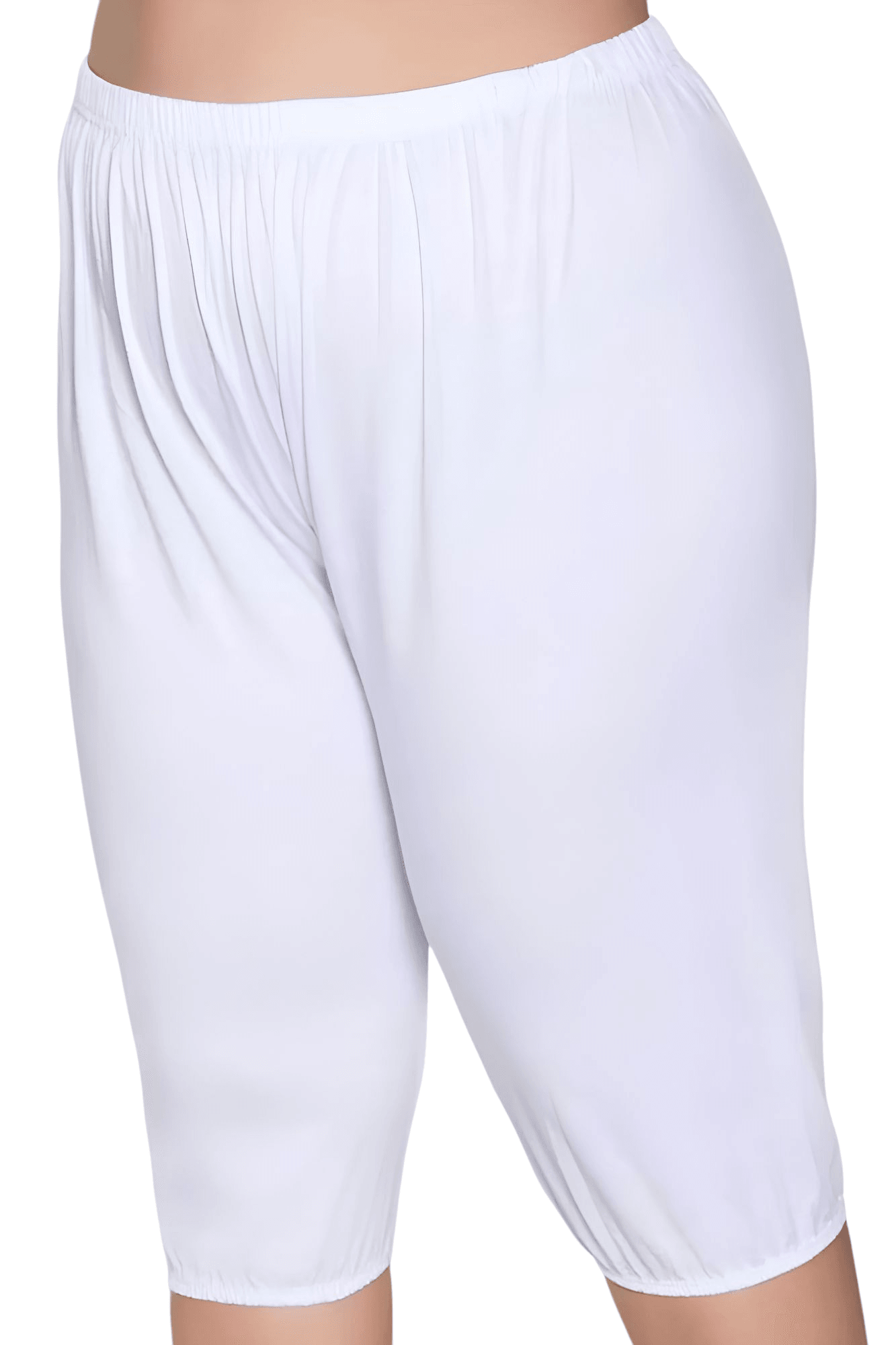 Kadın %100 Pamuklu Lastikli Kısa Pijama Beyaz 3'lü Paçalı Don