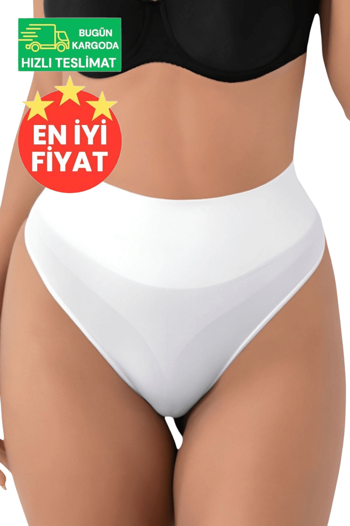 Kadın Dikişsiz Alt Karın Toparlayıcı Beyaz String Külot Korse