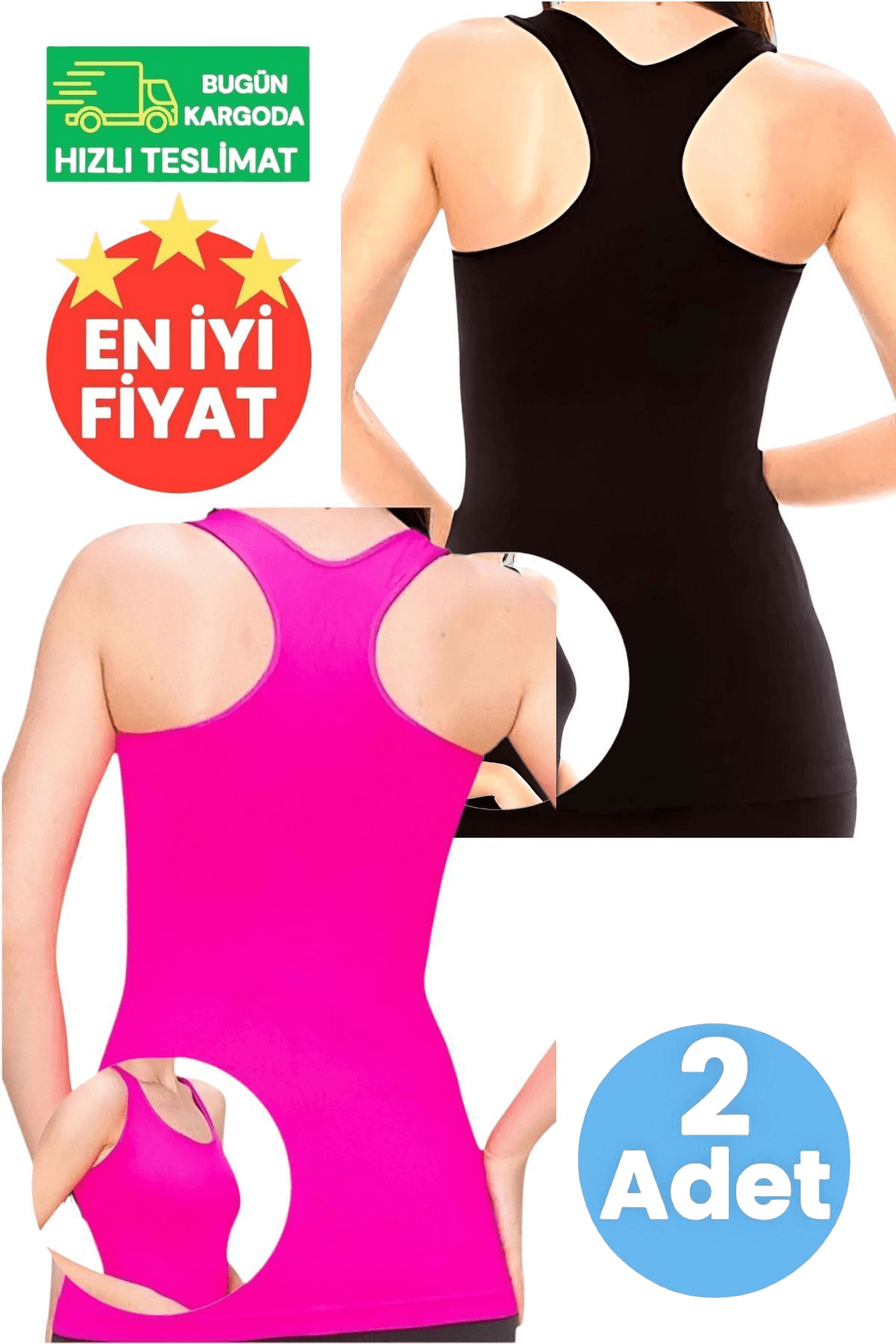 Kadın Siyah ve Neon Fuşya 2'li Sporcu Atlet Fitness, Pilates , Yoga Atlet 