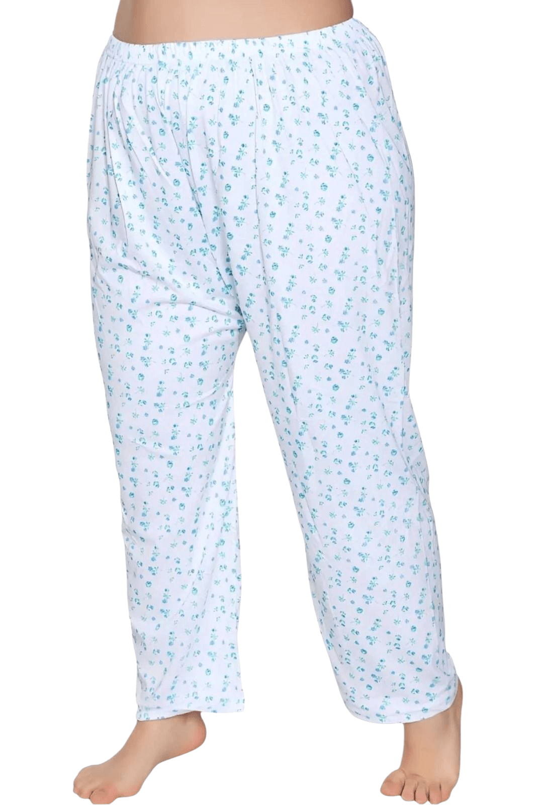 Kadın %100 Pamuklu Desenli Emprime Lastikli Uzun Pijama 3'lü Düz Paçalı Don 
