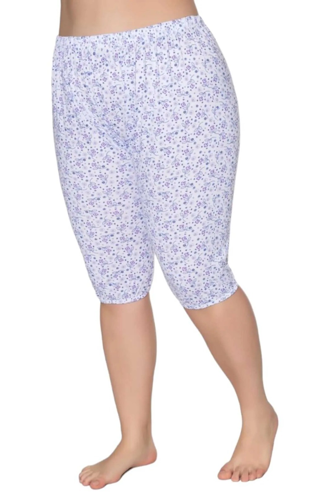  Kadın %100 Pamuklu Desenli Emprime Kısa Lastikli Pijama 6'lı Paçalı Don 