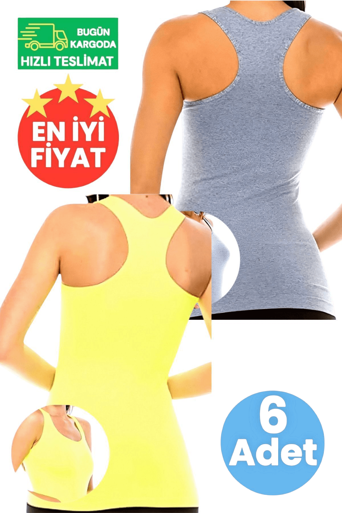 Kadın 3 Gri ve 3 Neon Sarı 6'lı Sporcu Atlet Fitness, Pilates , Yoga Atlet 