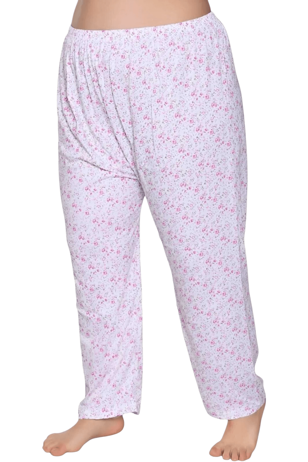 Kadın %100 Pamuklu Desenli Emprime Lastikli Uzun Pijama 3'lü Düz Paçalı Don 