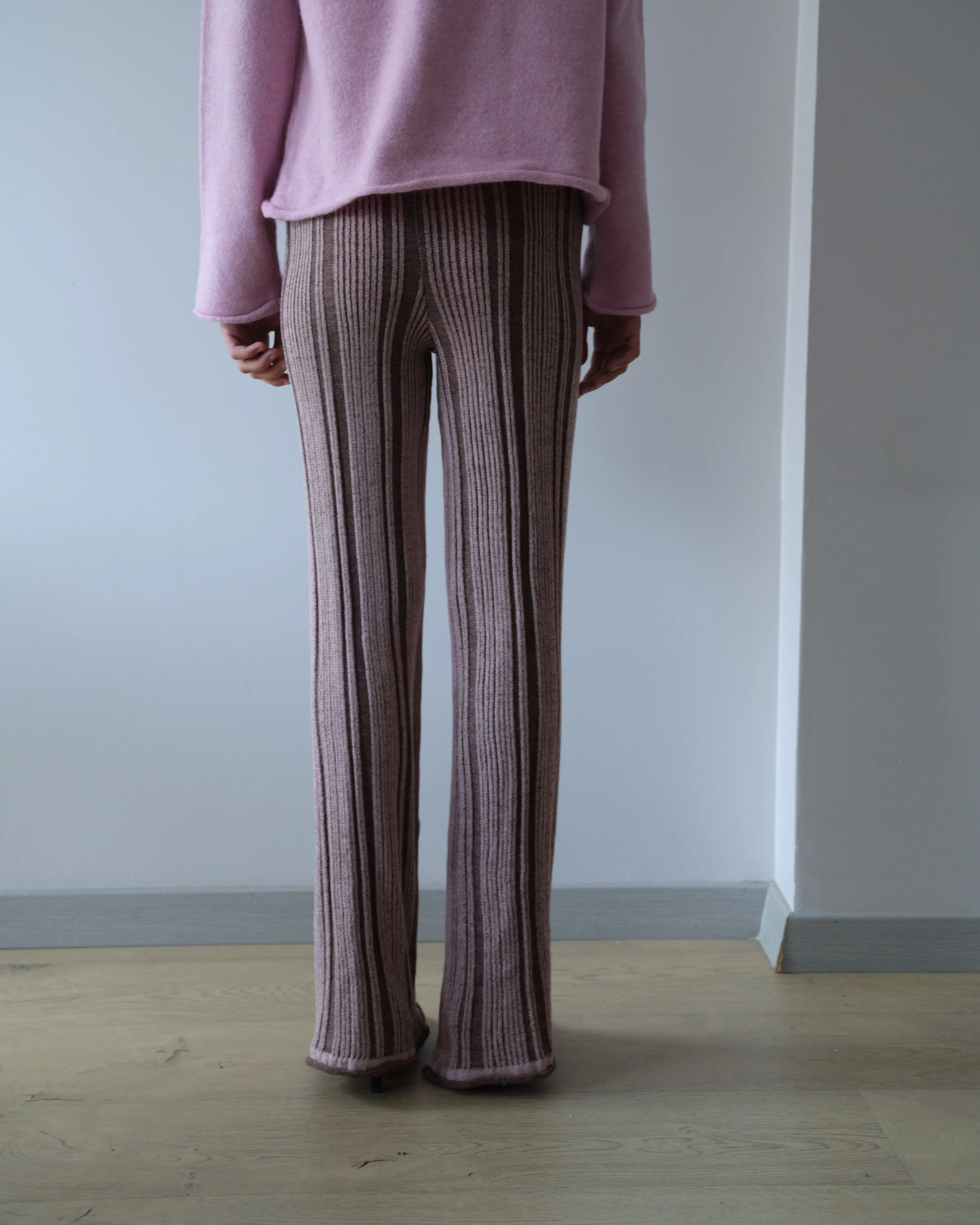 Mauve Stripe Triko Pantolon