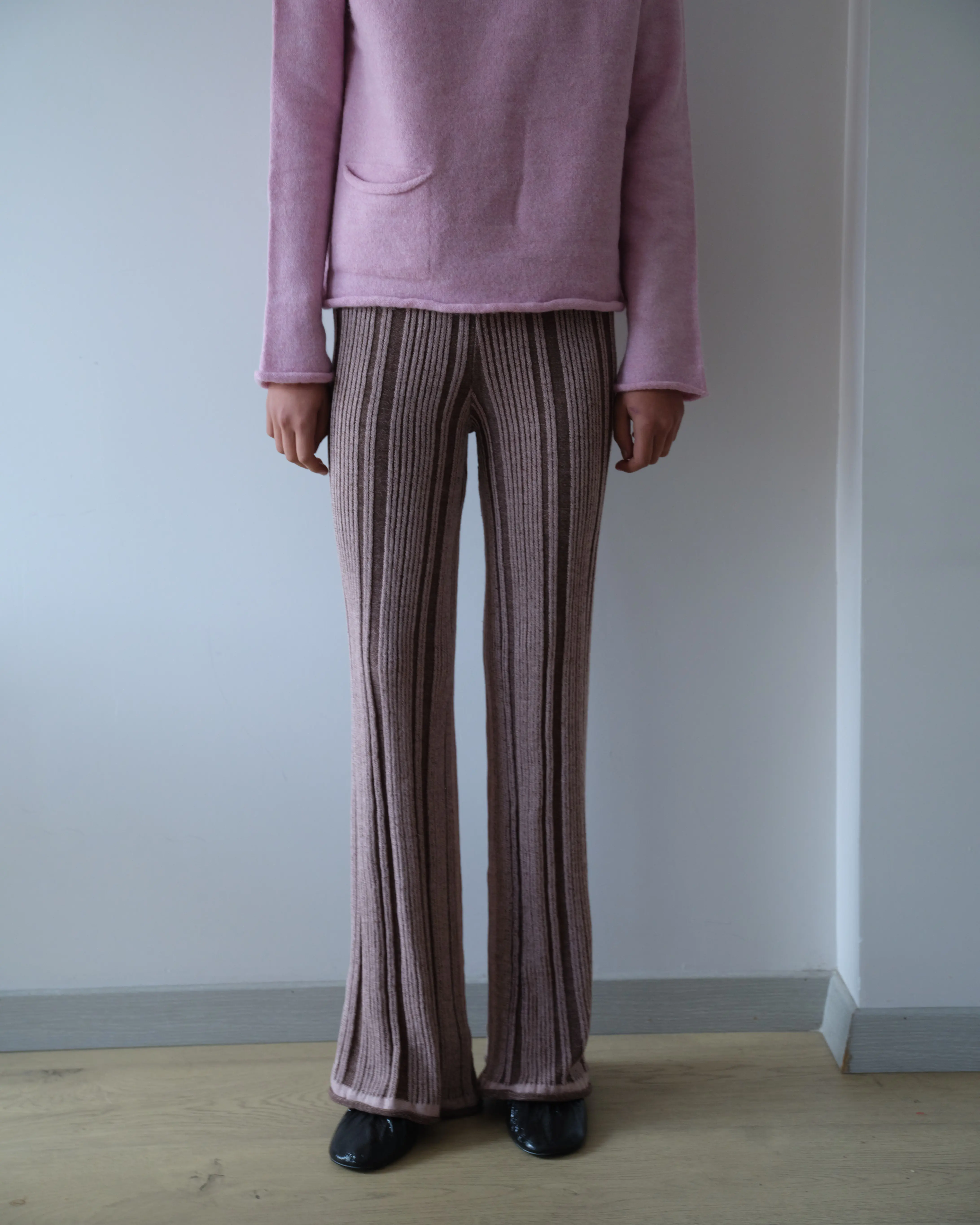 Mauve Stripe Triko Pantolon
