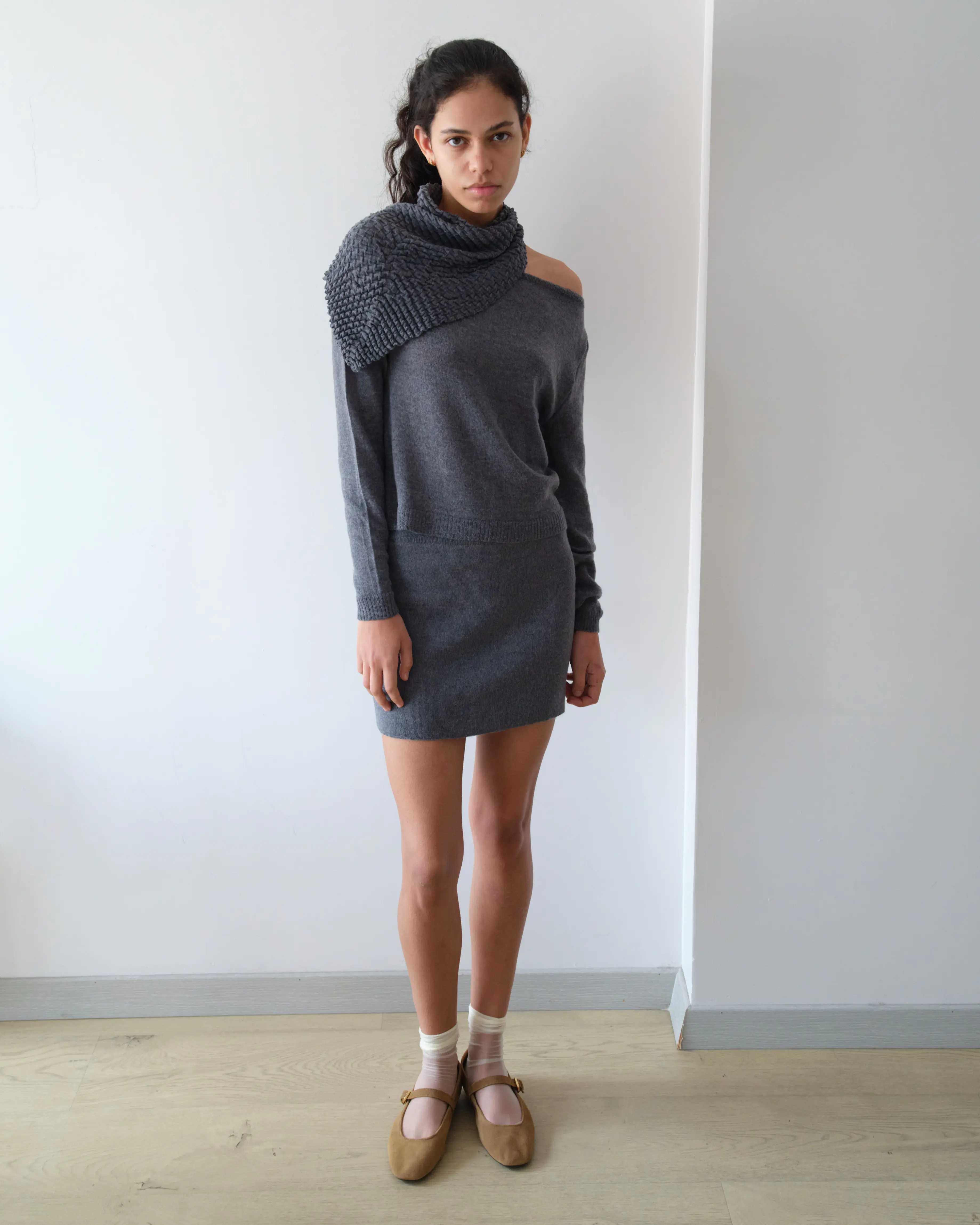 Greyline Bandanalı Yün Kazak