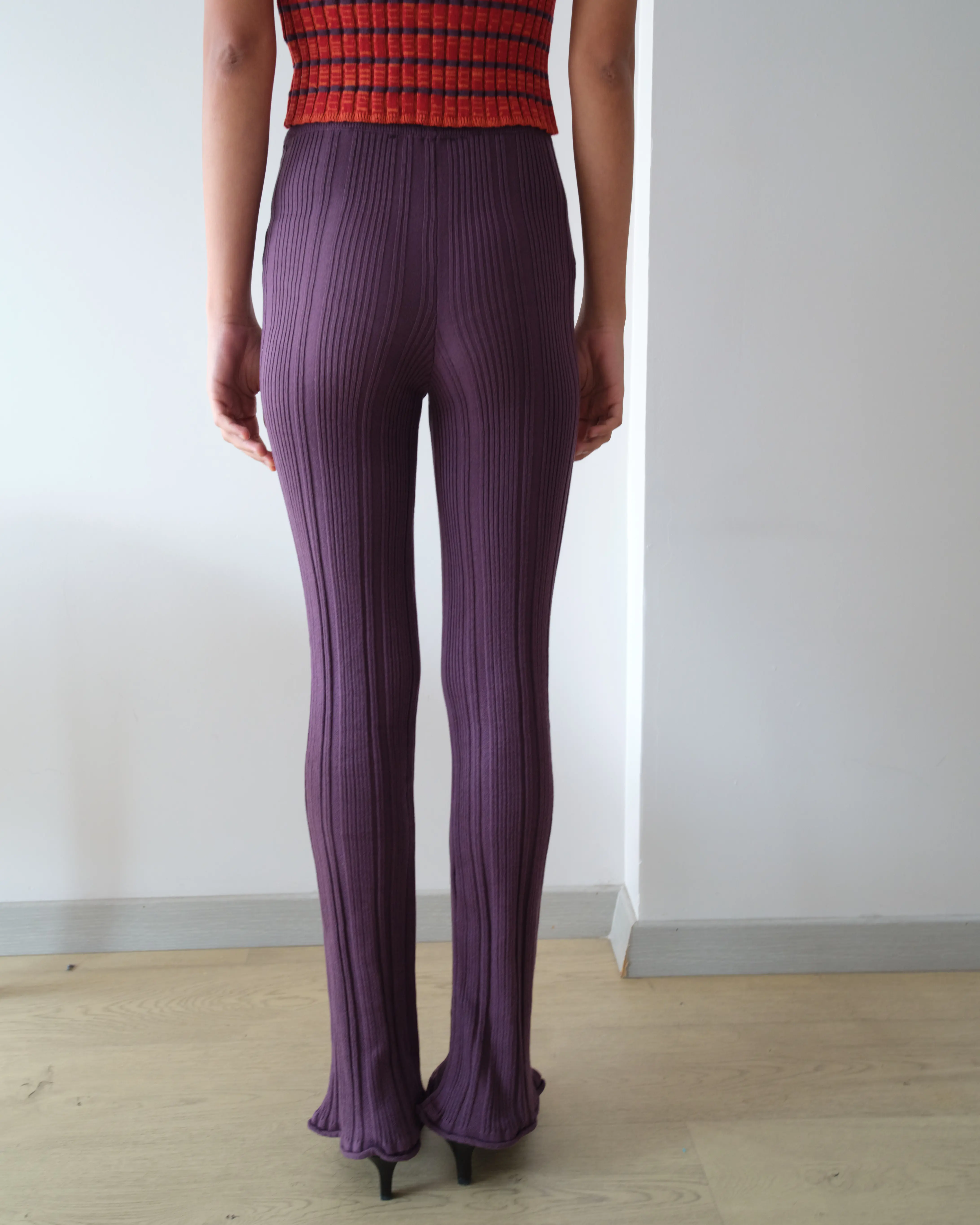 Plum Stripe Triko Pantolon