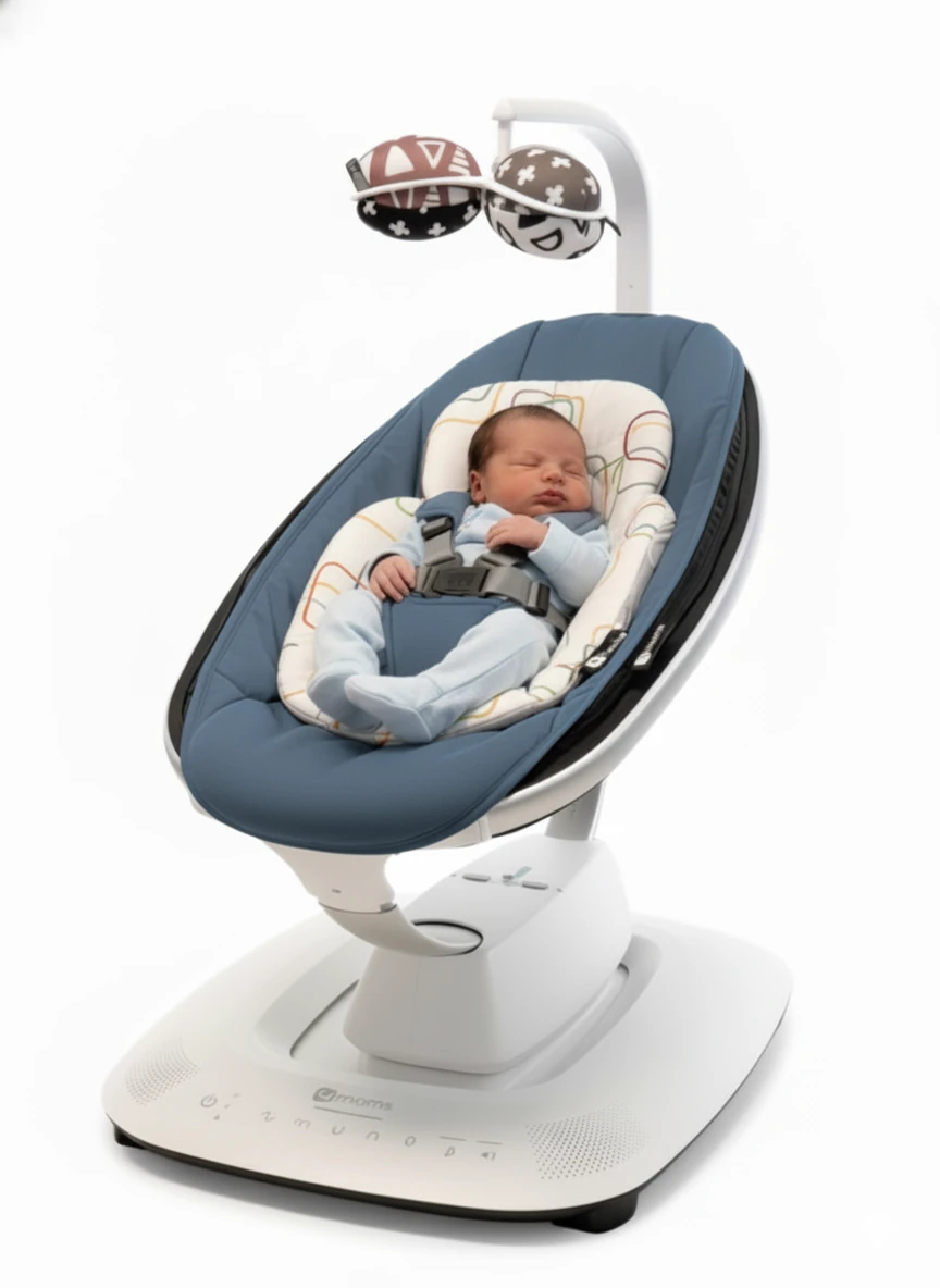 4moms Mamaroo 5.0 Elektrikli Ana Kucağı - Slate Blue + Yenidoğan Destek Pedi