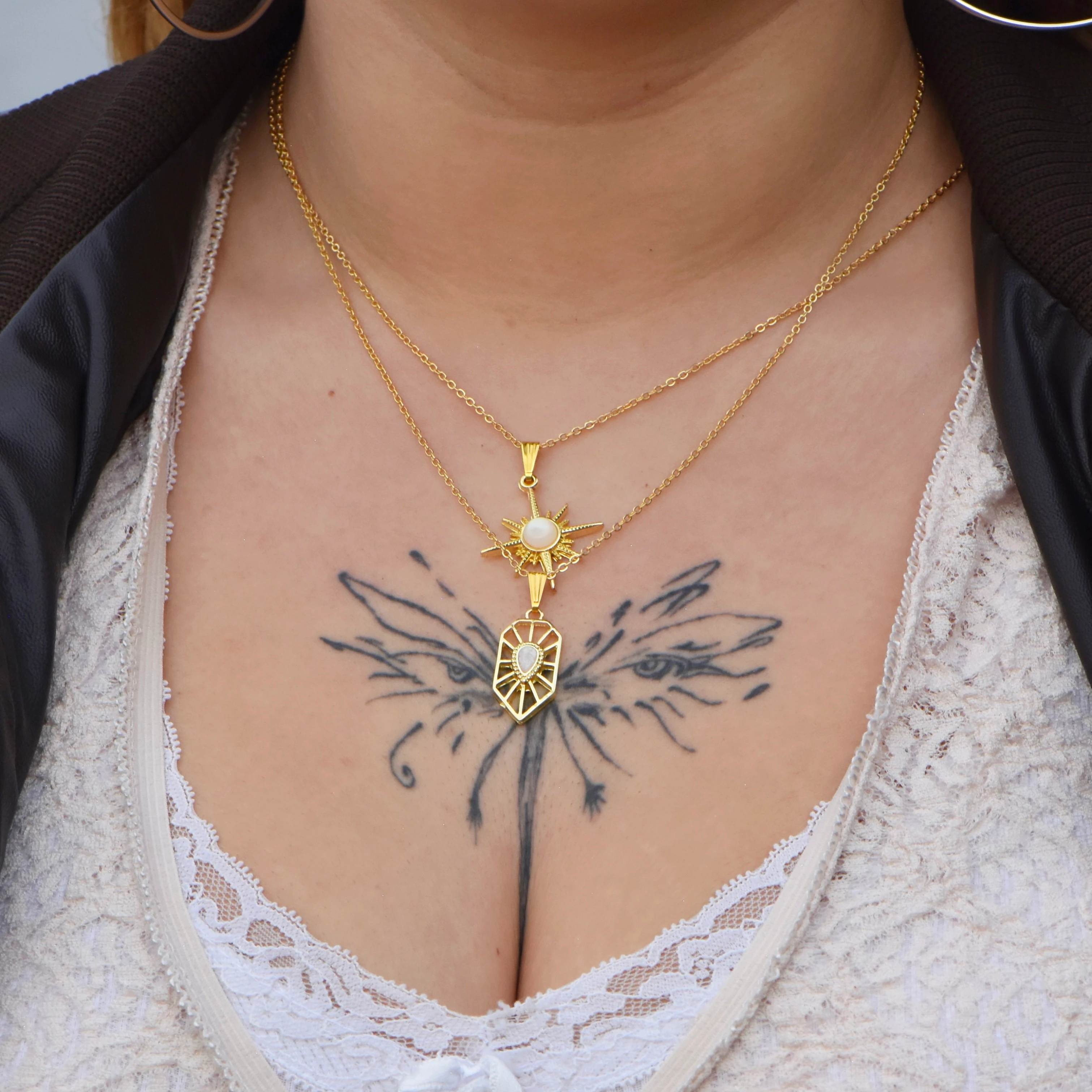 Beyaz Taşlı 45 cm Kolye Set