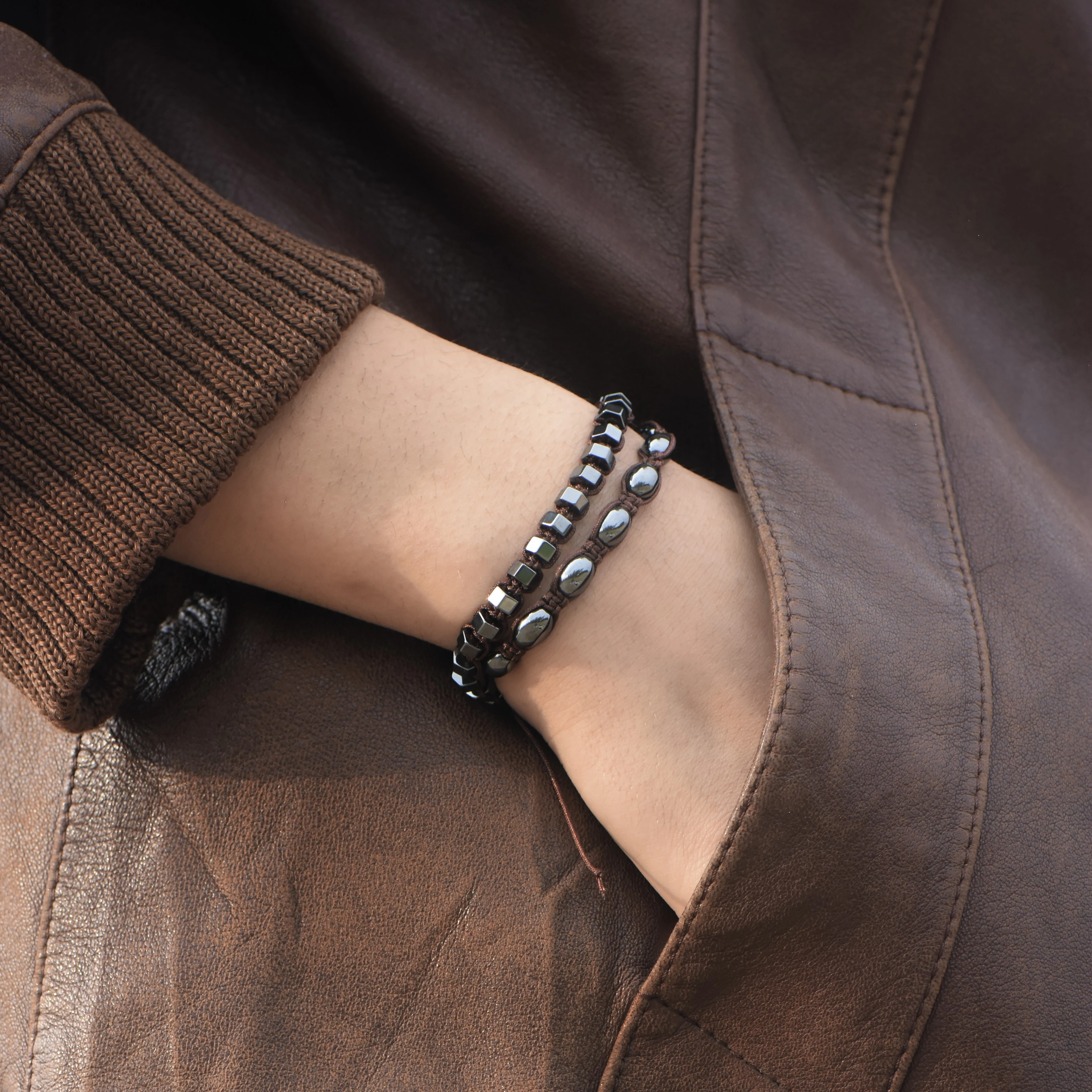 Ayarlanabilir Hematit Bileklik Set