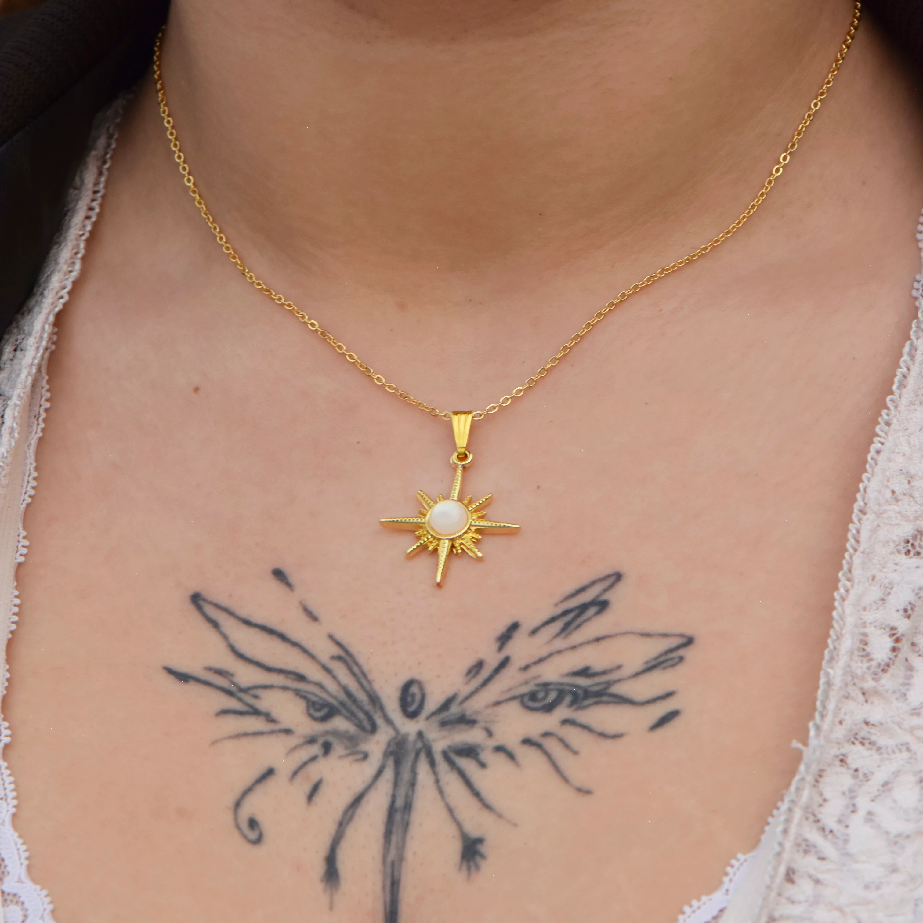 Beyaz Taşlı 45 cm Kolye Set