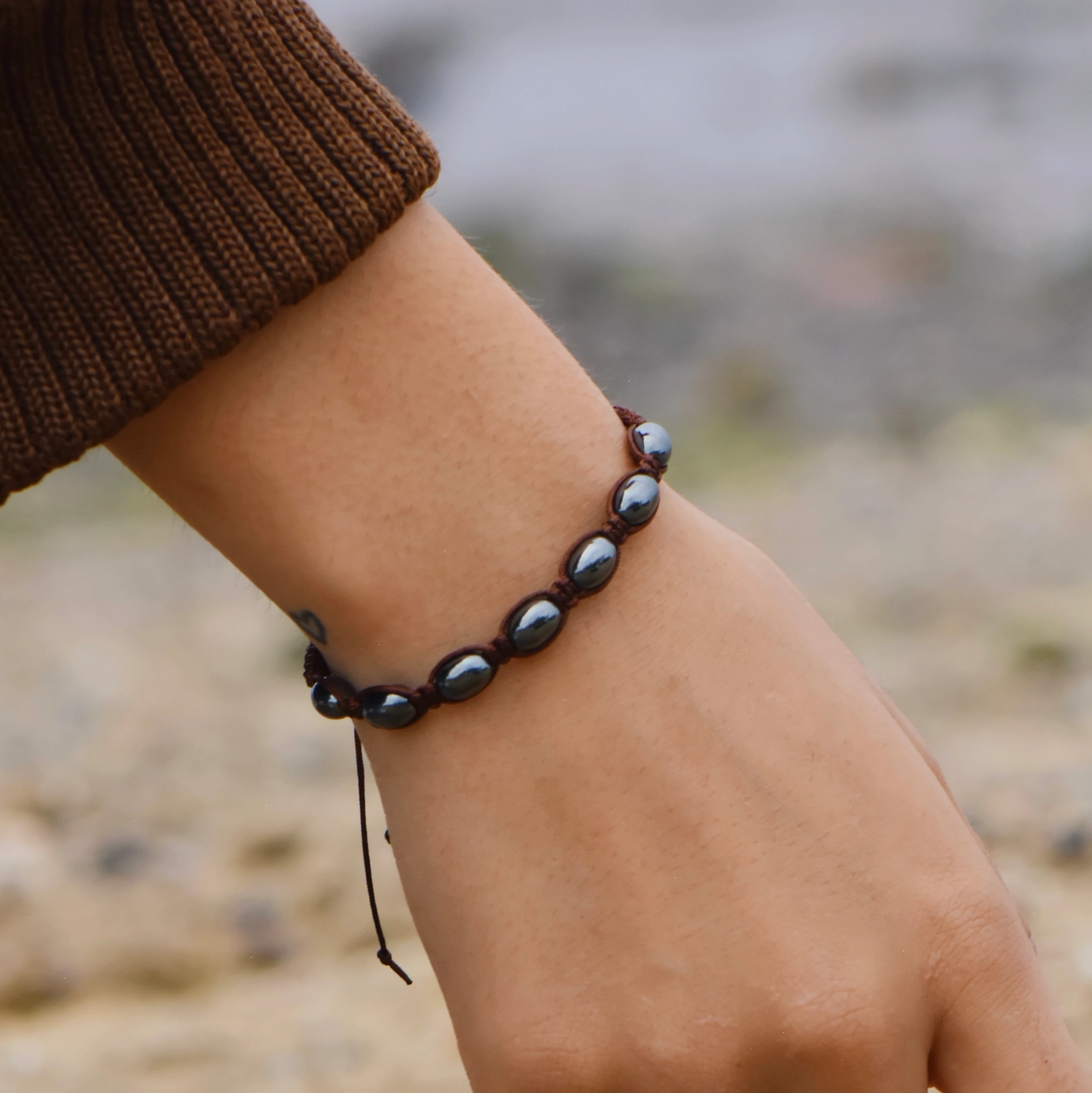 Ayarlanabilir Doğal Hematit Bileklik