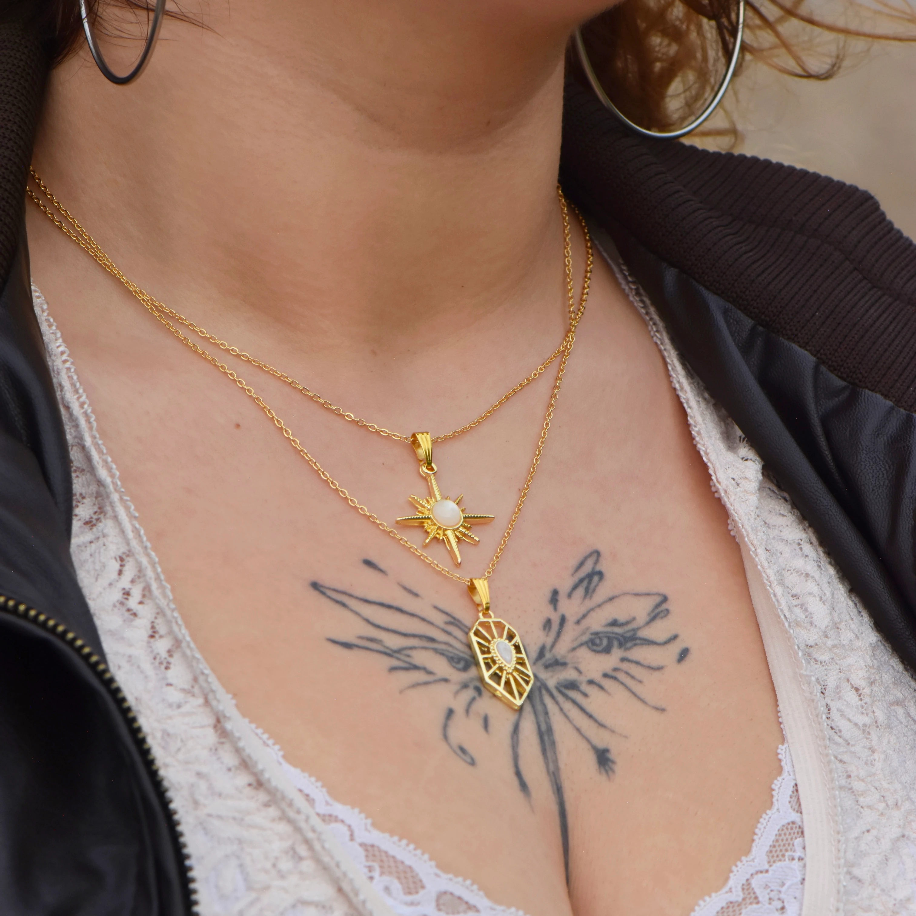 Beyaz Taşlı 45 cm Kolye Set