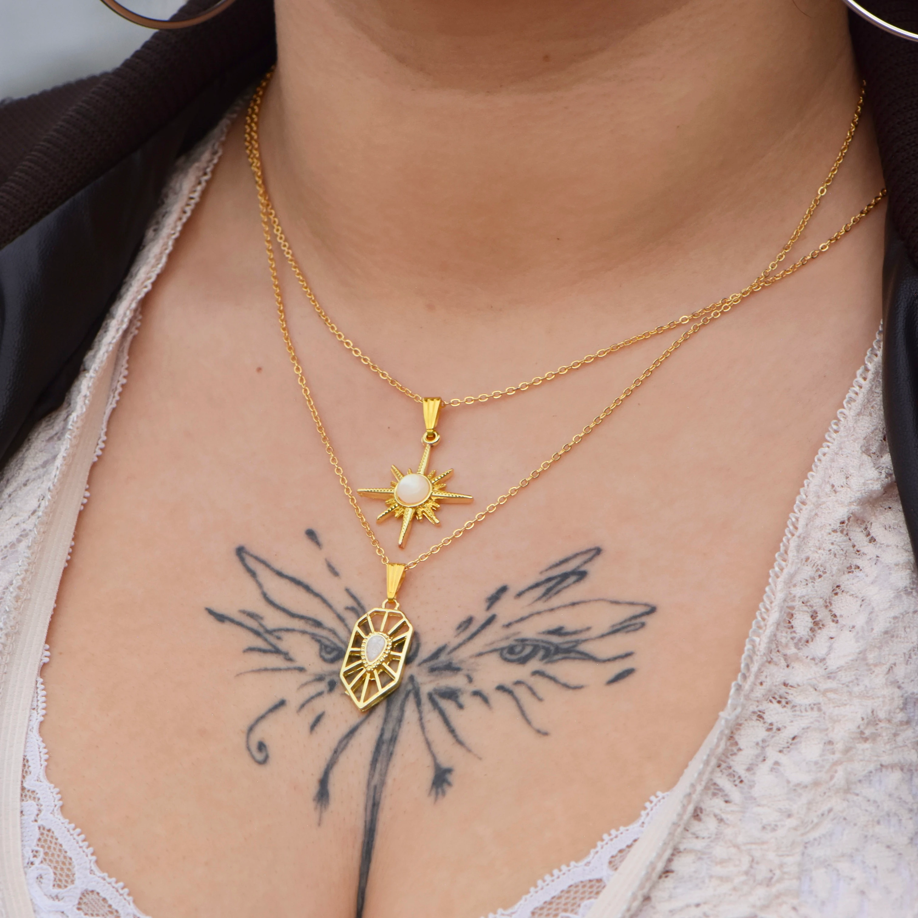 Beyaz Taşlı 45 cm Kolye Set