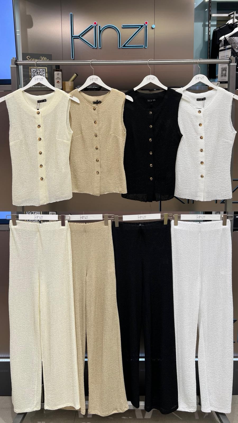KOLSUZ DANTEL BLUZ - BEL LASTİK DETAYLI PANTOLON