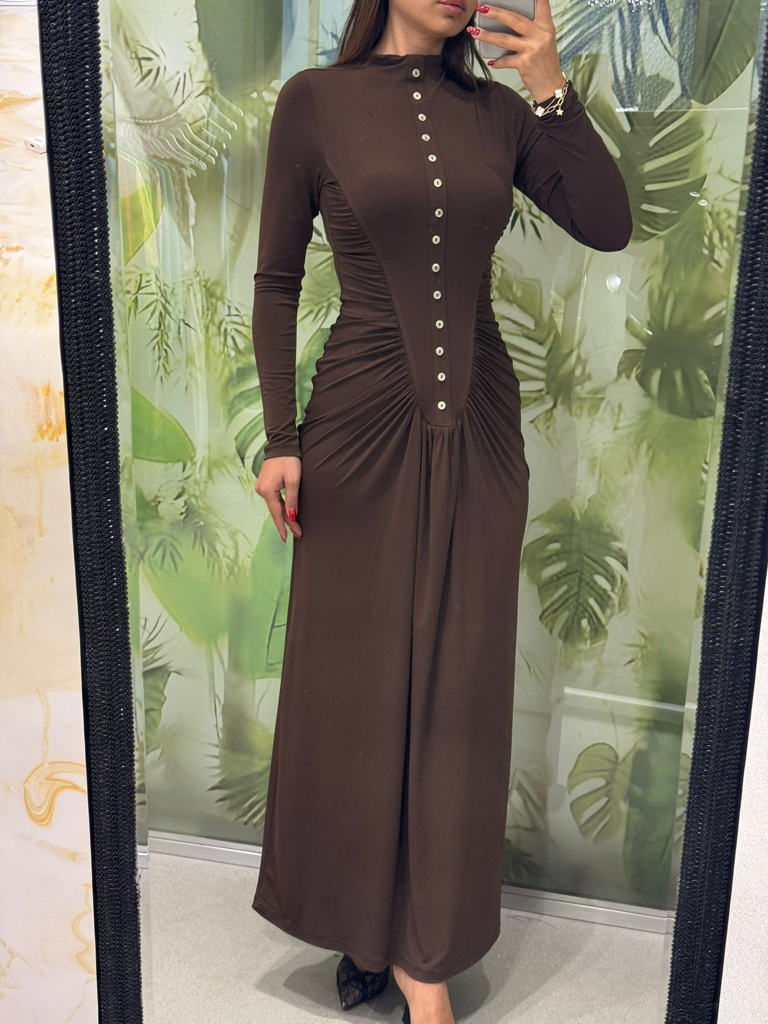 ÖN DÜĞME DETAYLI ELBİSE