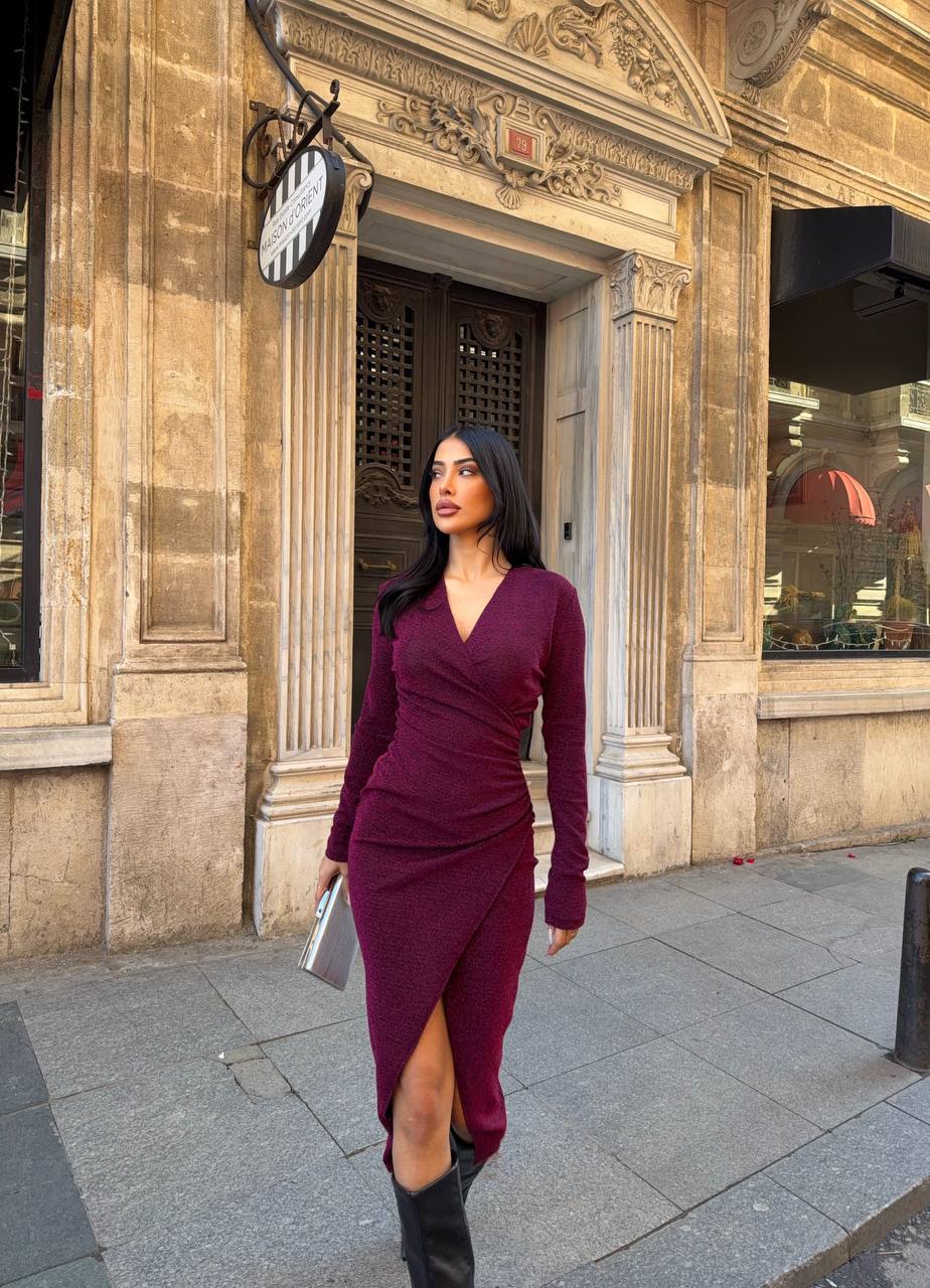 KRUVAZE SİMLİ ELBİSE