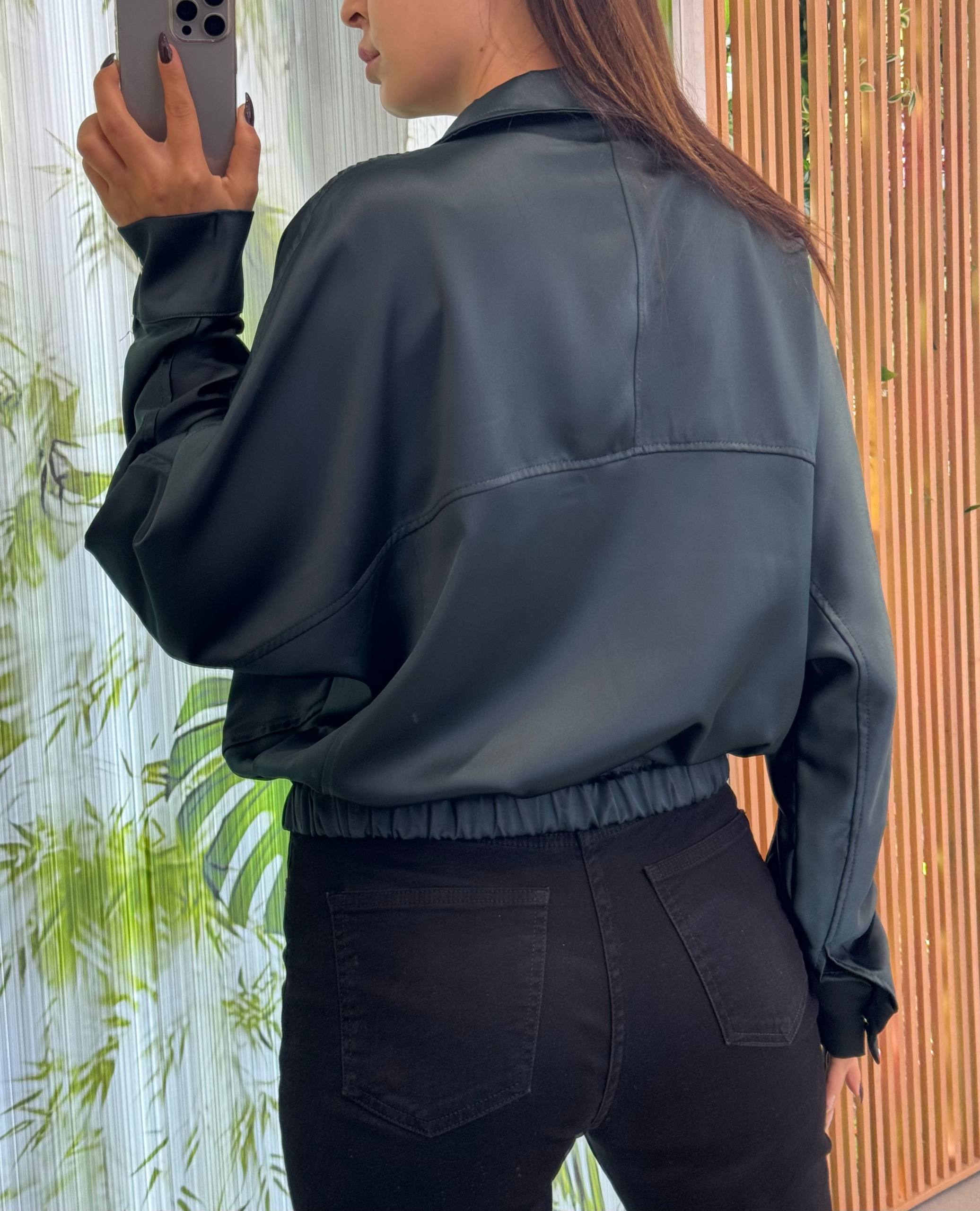 BEL LASTİKLİ MİNİ CEKET 