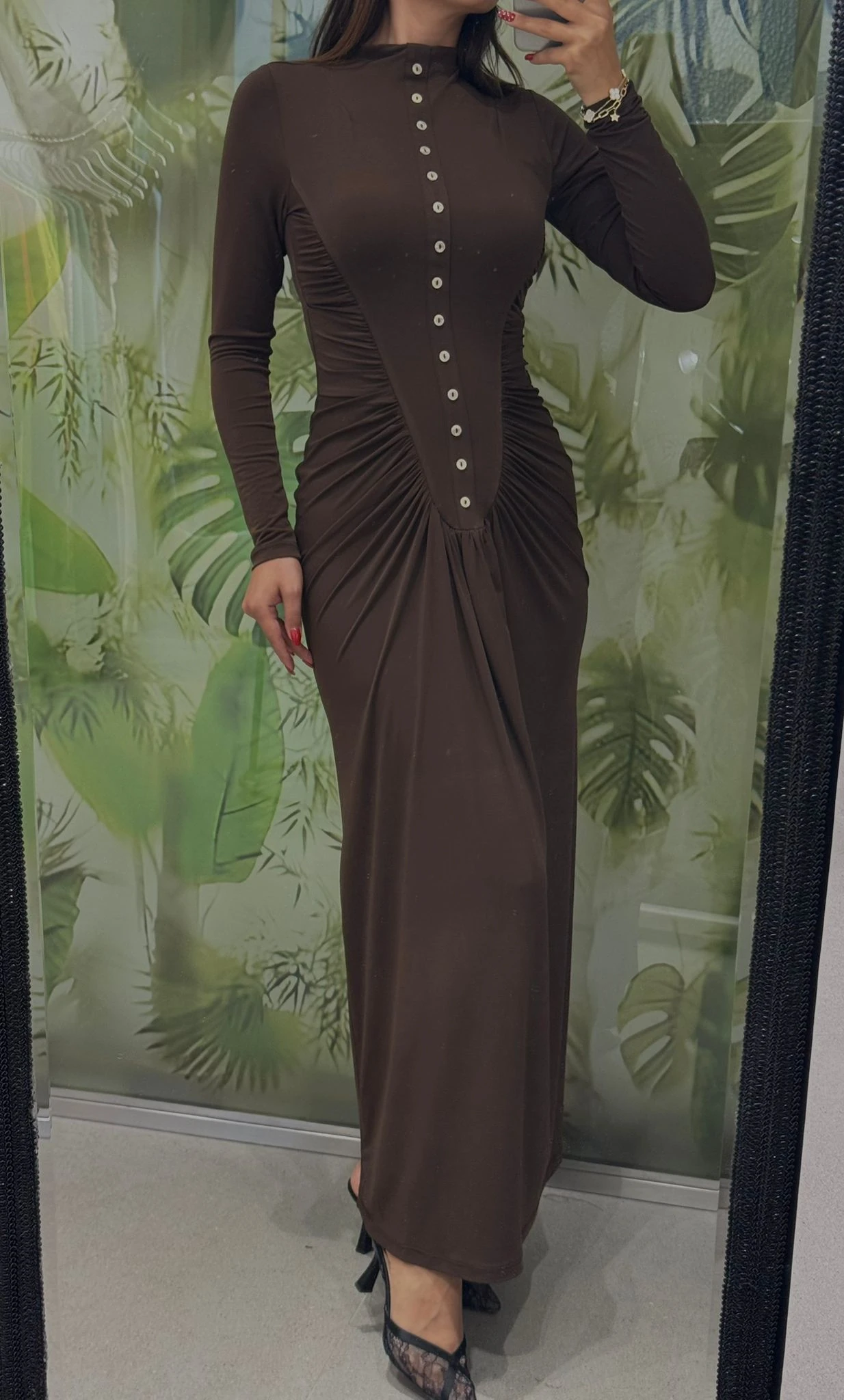 ÖN DÜĞME DETAYLI ELBİSE