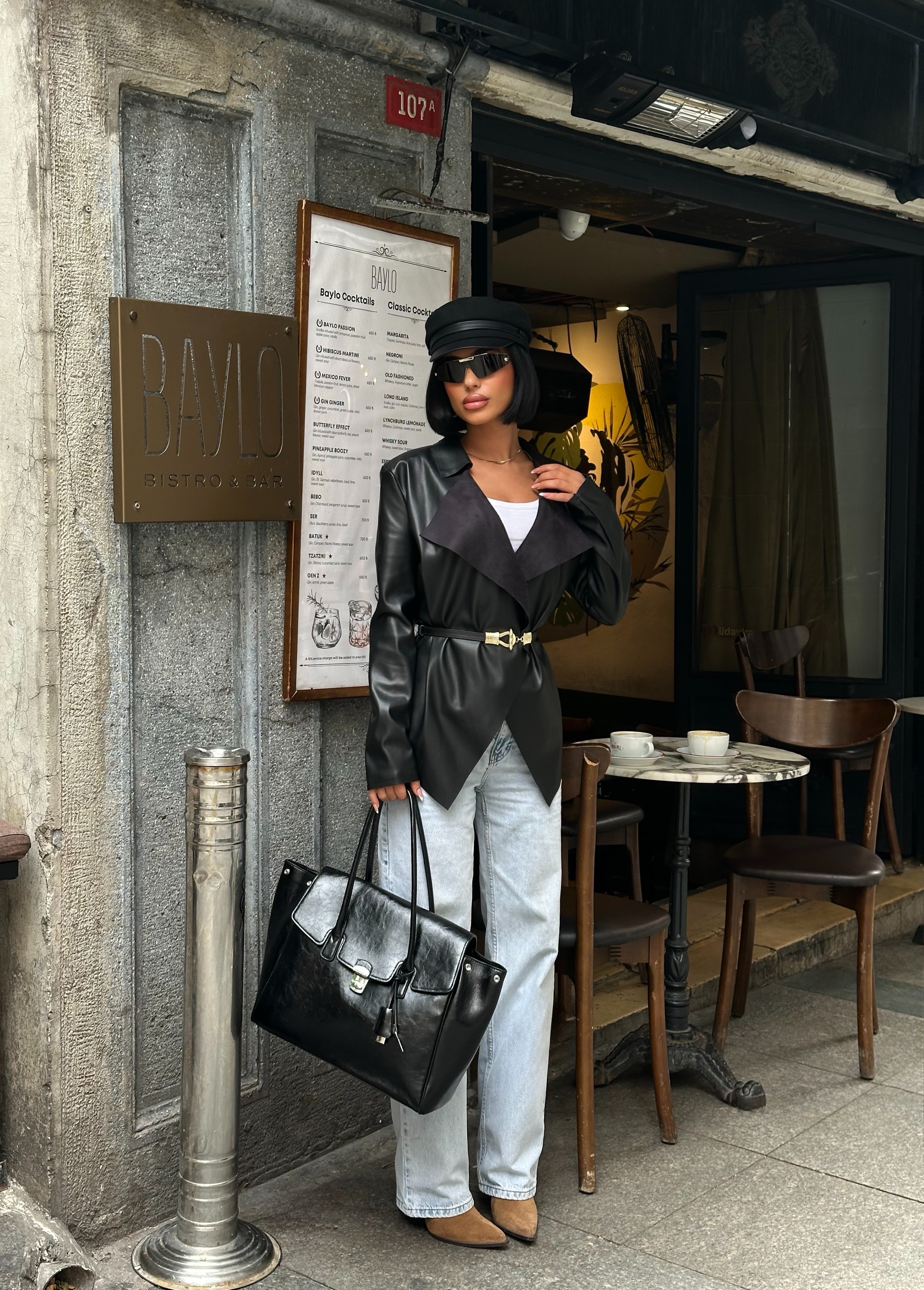 DERİ BEL KEMERLİ CEKET