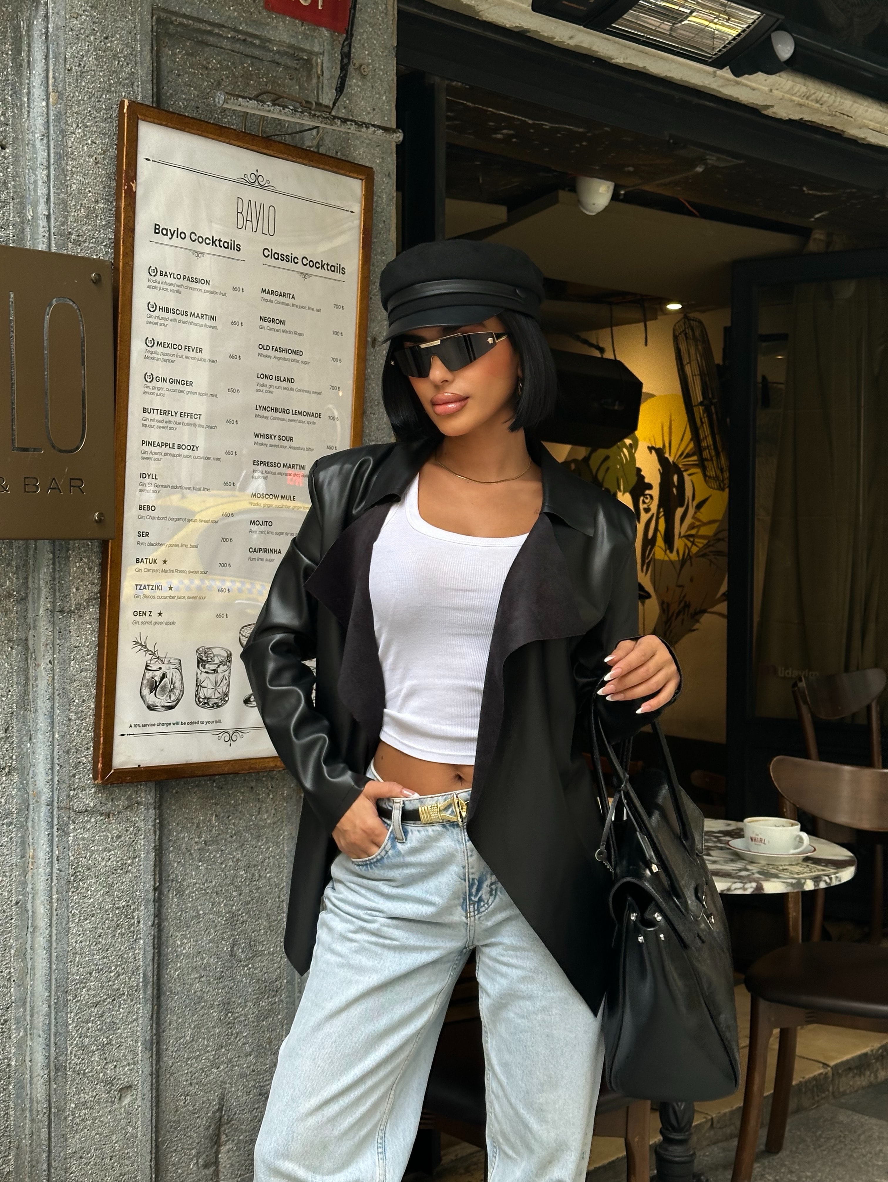 DERİ BEL KEMERLİ CEKET