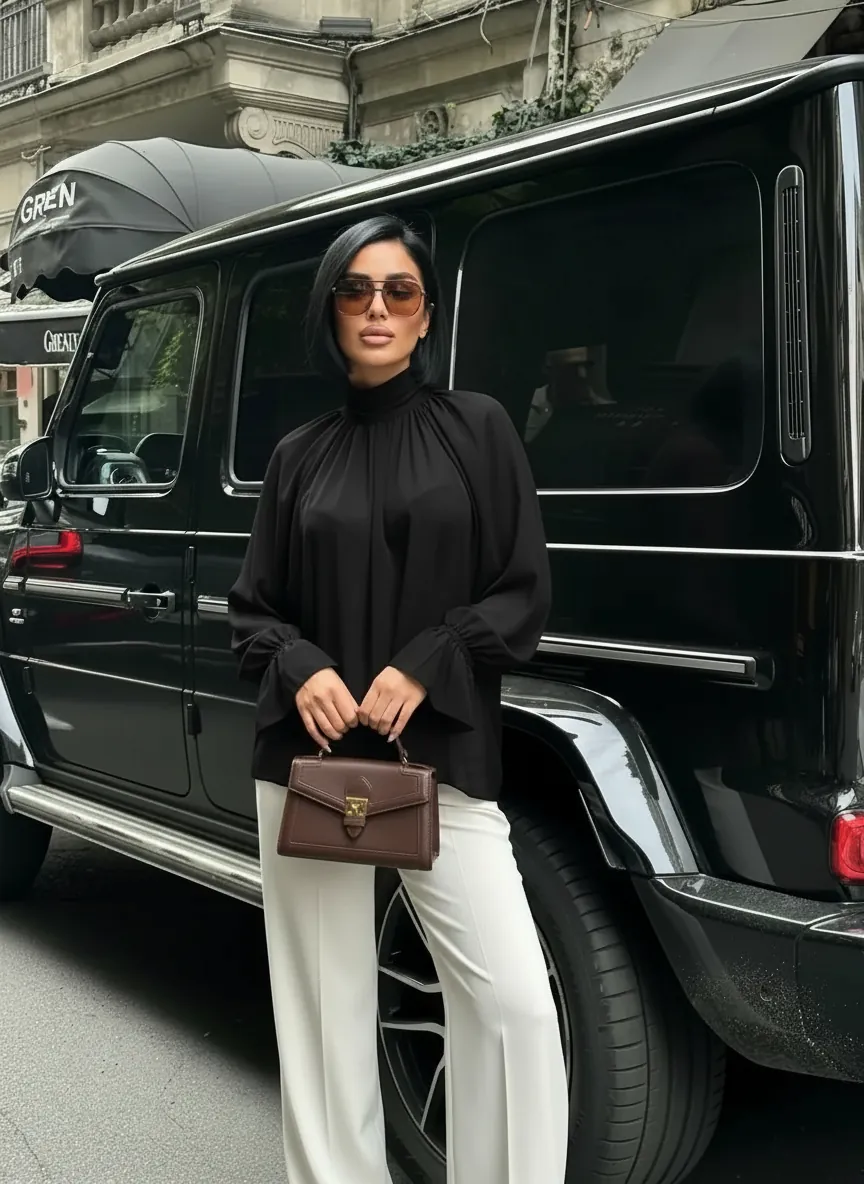 BAĞLAMALI YAKA DETAYLI SALAŞ KOL BLUZ