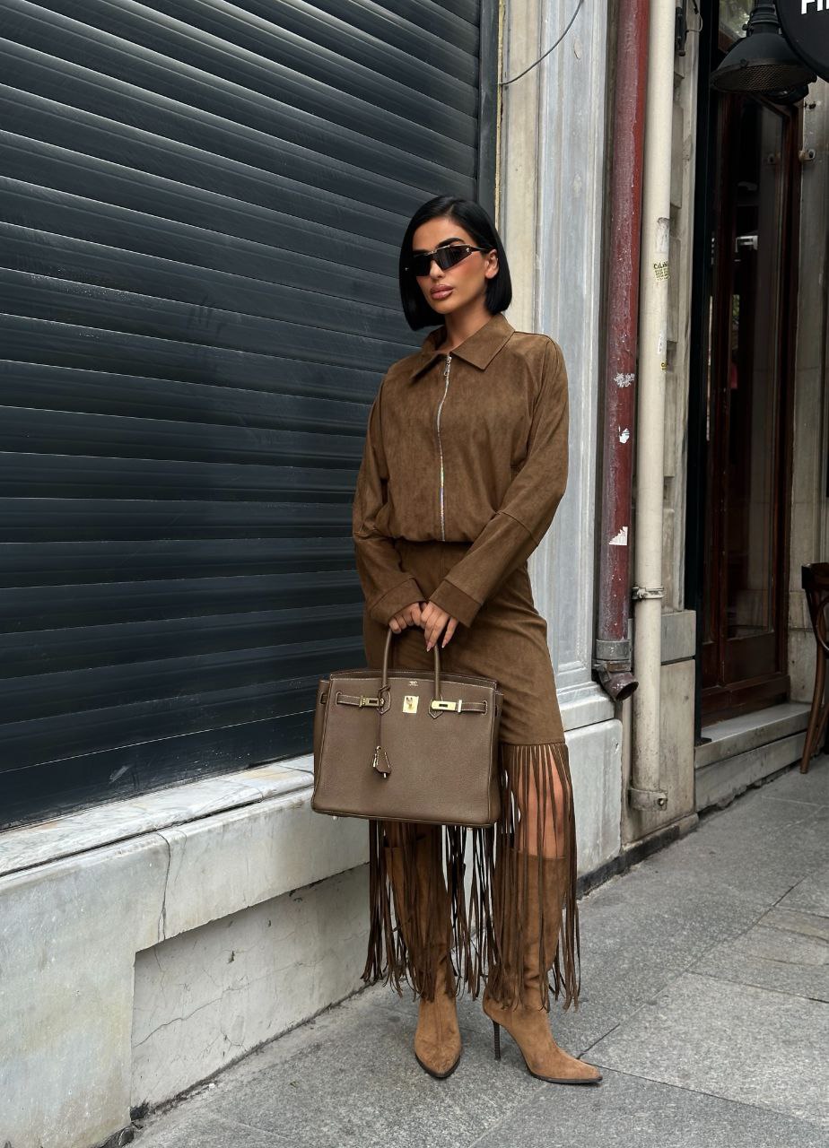 BEL LASTİK SÜET MONT