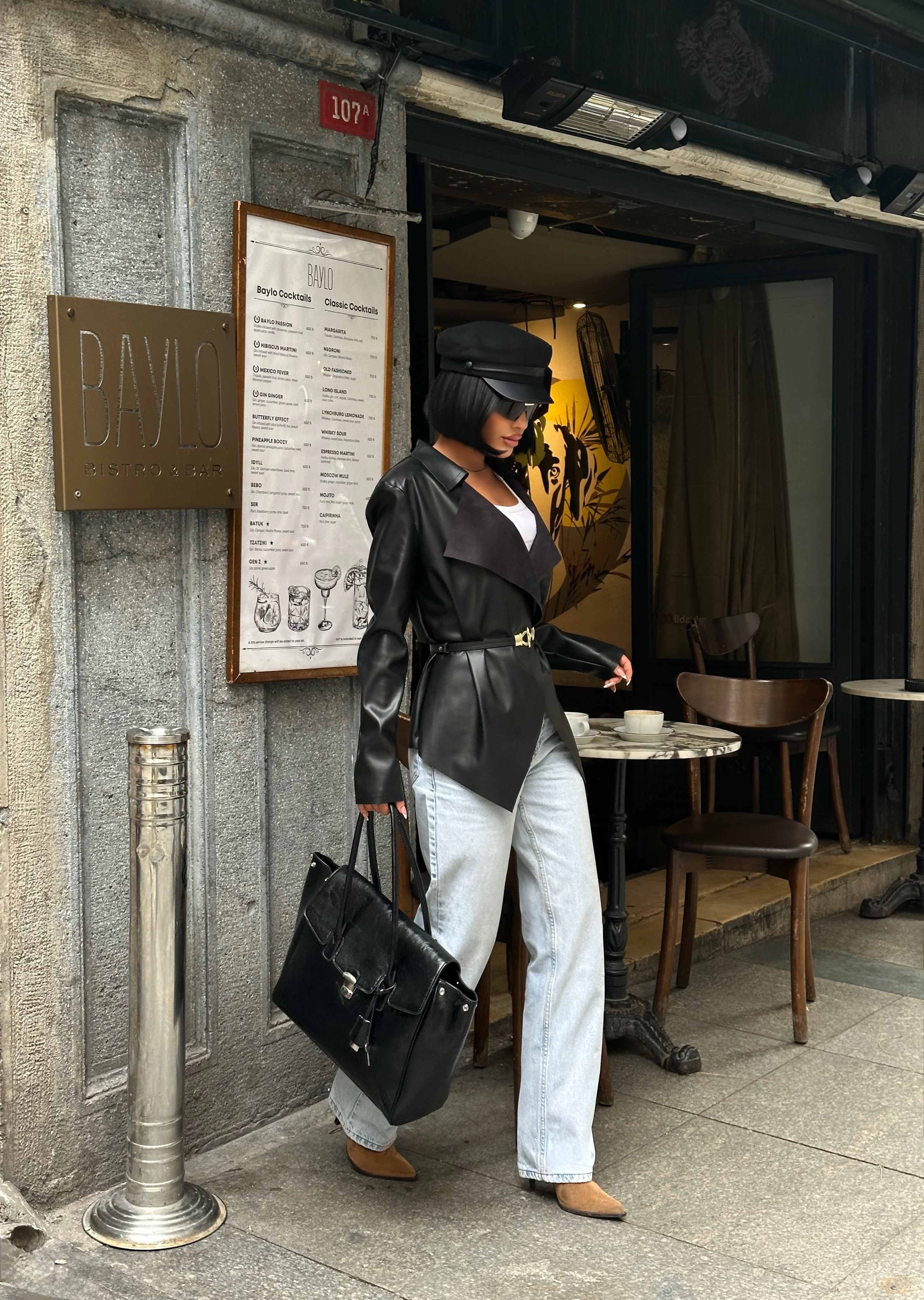 DERİ BEL KEMERLİ CEKET