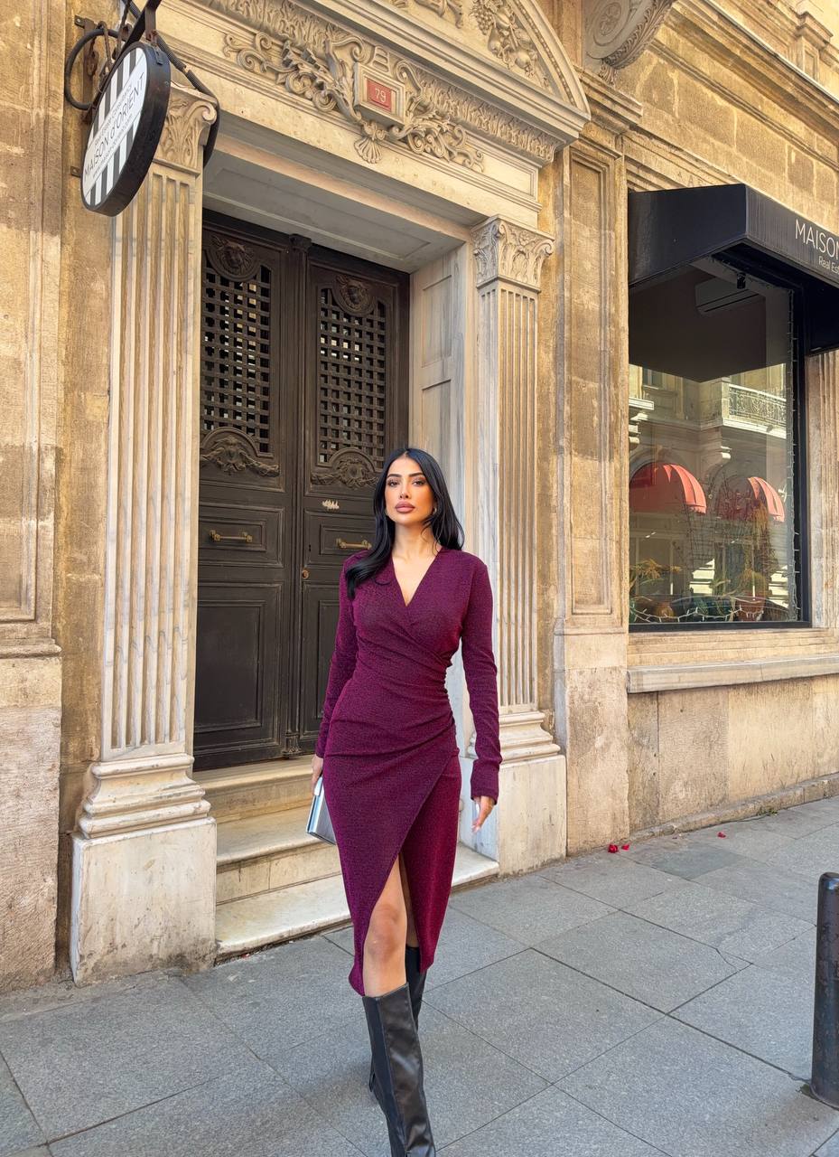 KRUVAZE SİMLİ ELBİSE