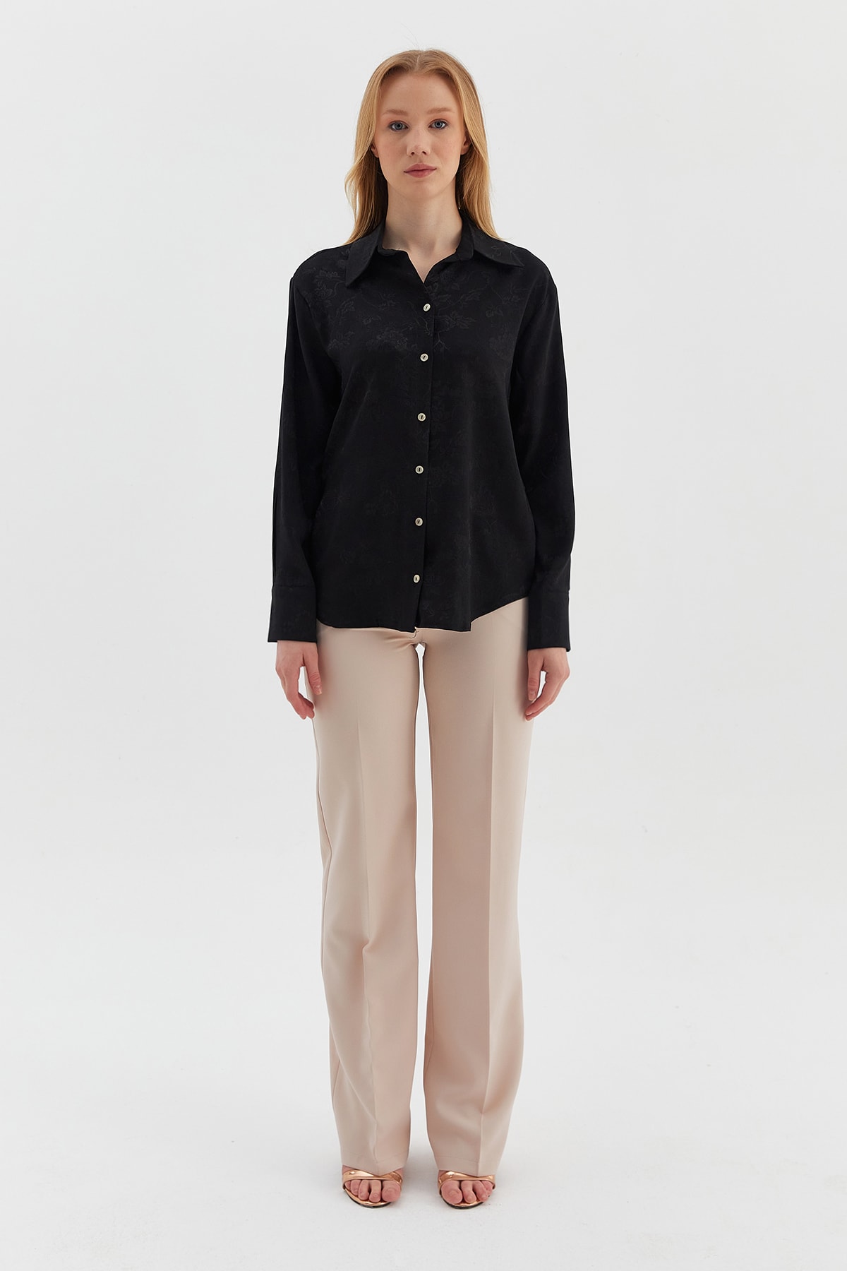 SEDEF DÜĞME DETAYLI DESENLİ GÖMLEK